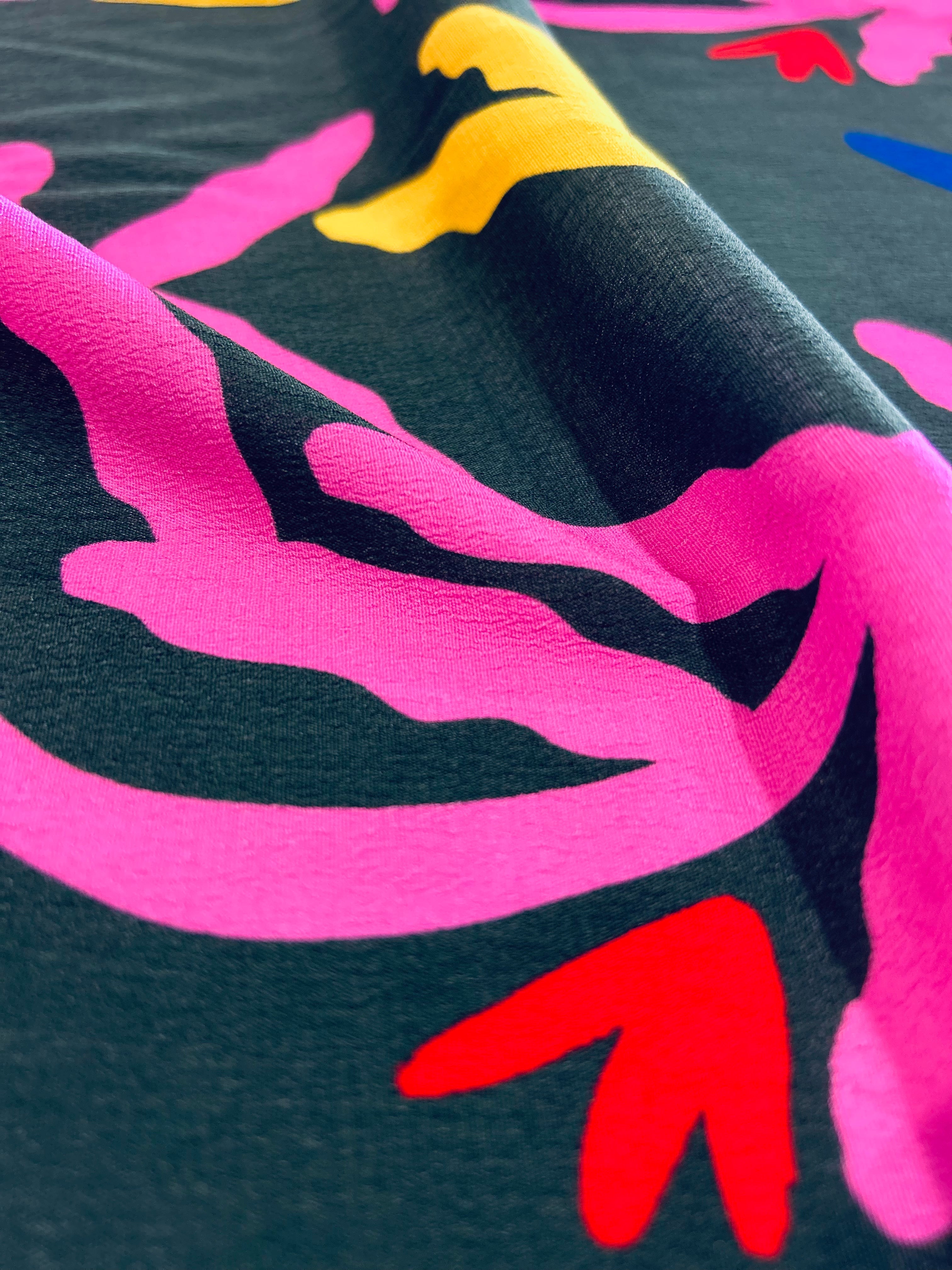 Pink Bloom Fern viscose crepe (CUT PIECE 2.2M $30)