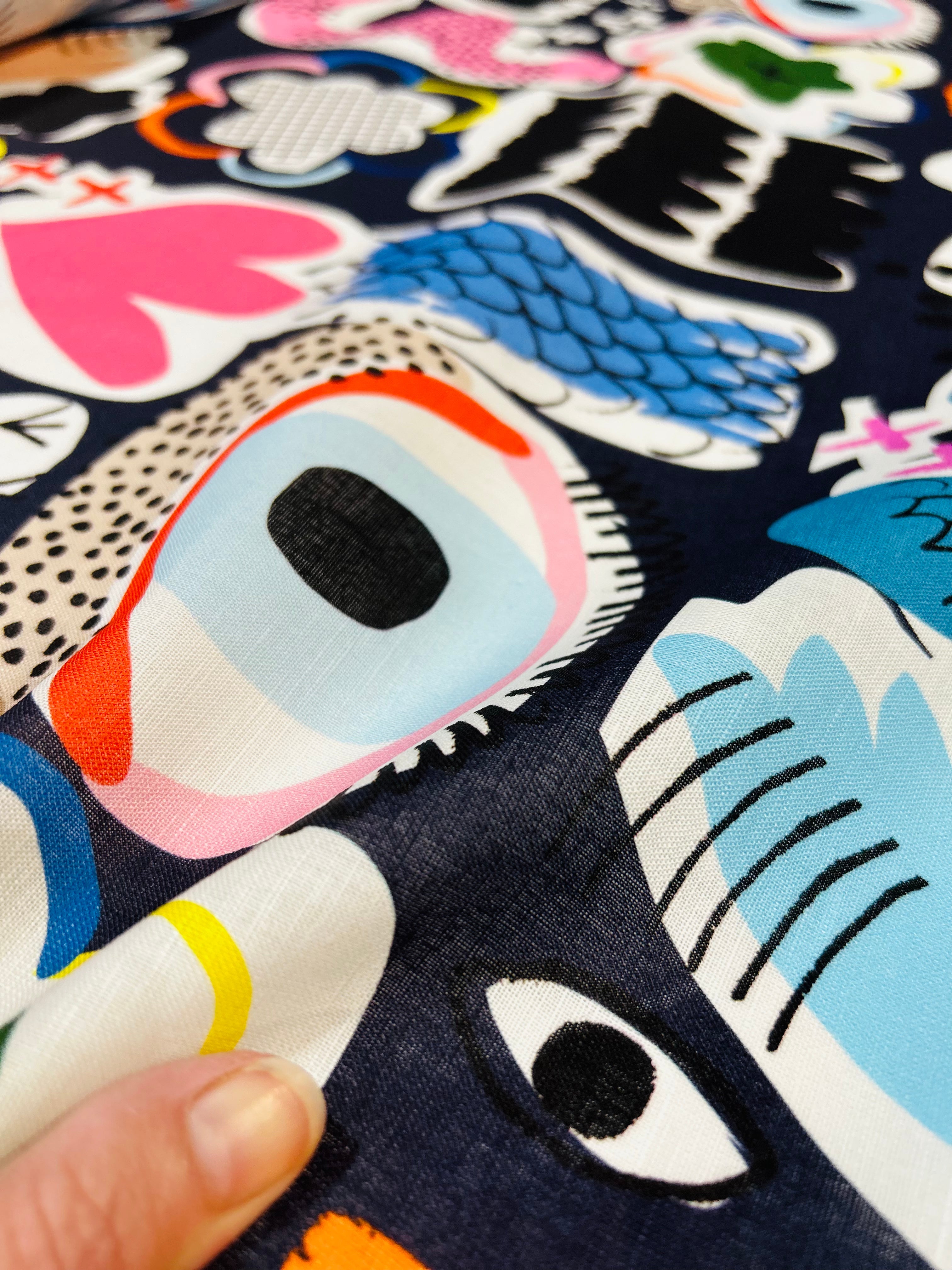 Doops &amp; Loops cotton linen (CUT PIECE 1M $12)