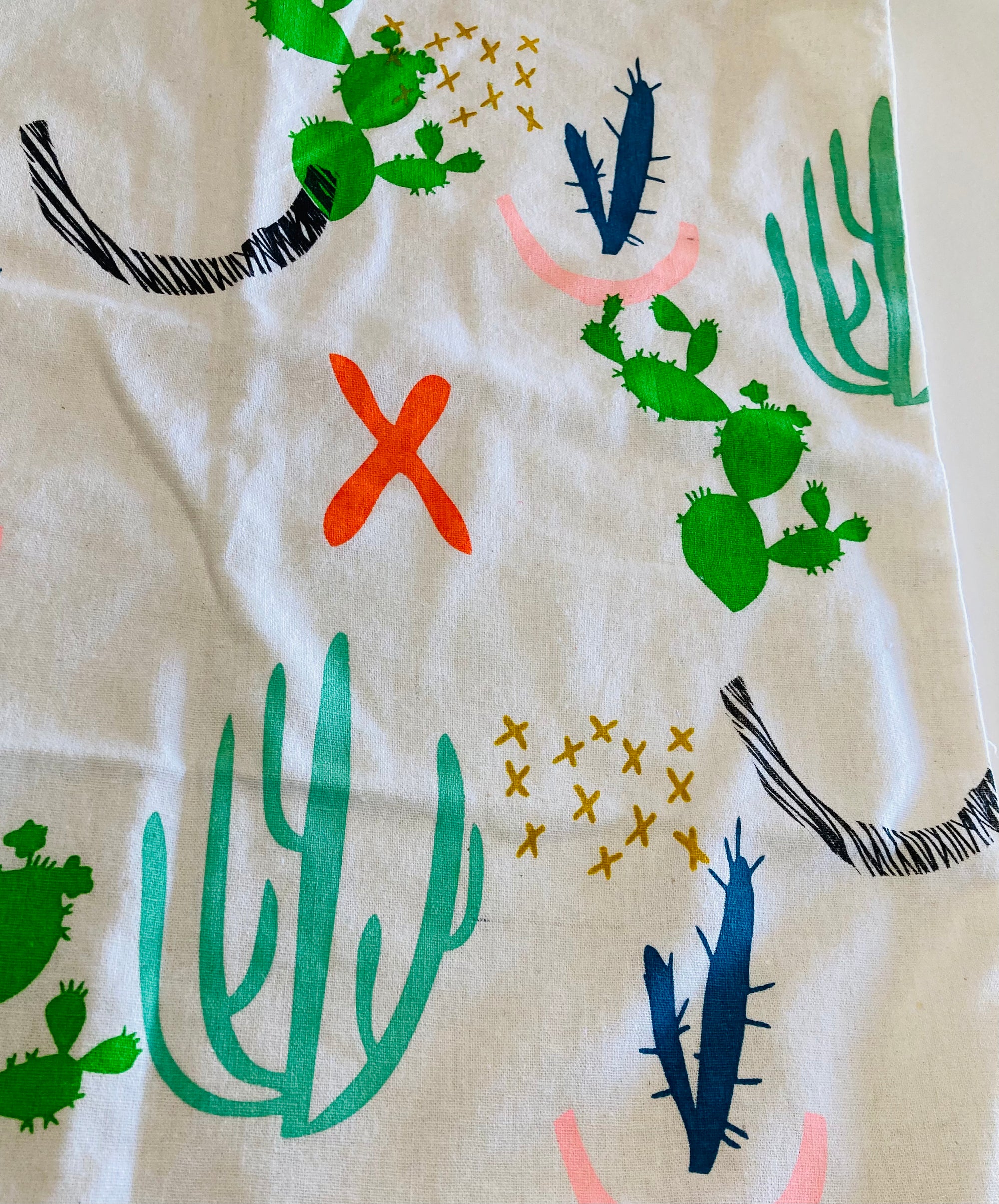LAST ONE!  Cactus Linen+cotton Cushion cover (screen printed) original Doops piece