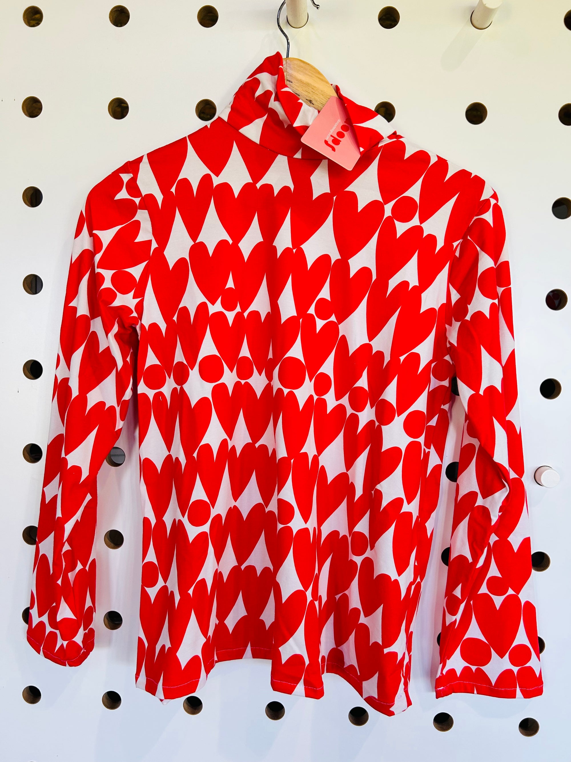 Sweet Red Love Hearts Turtleneck jersey top