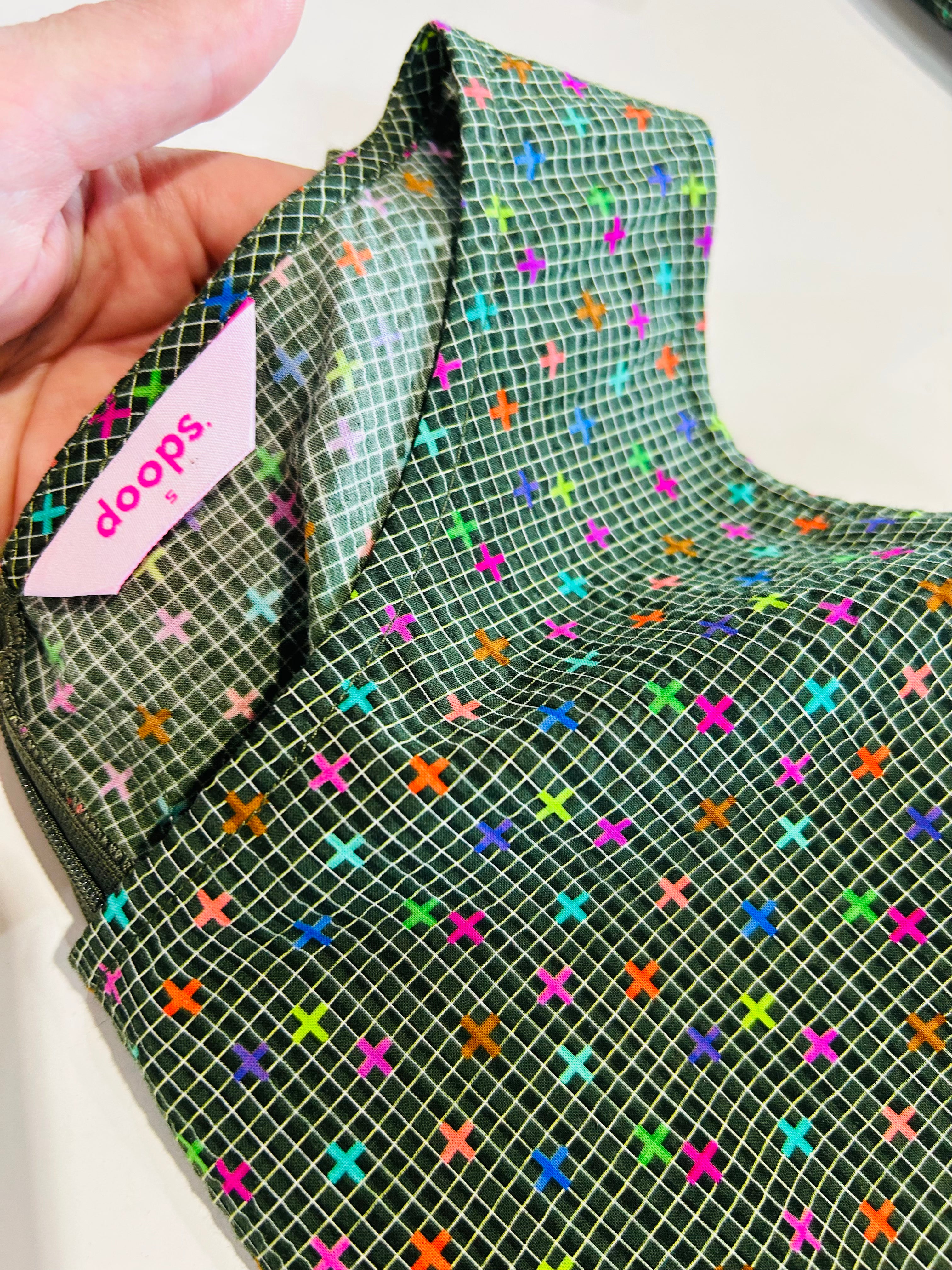 Stitch + Cross seersucker jumpsuit (SAMPLE) SMALLER PRINT SIZE S