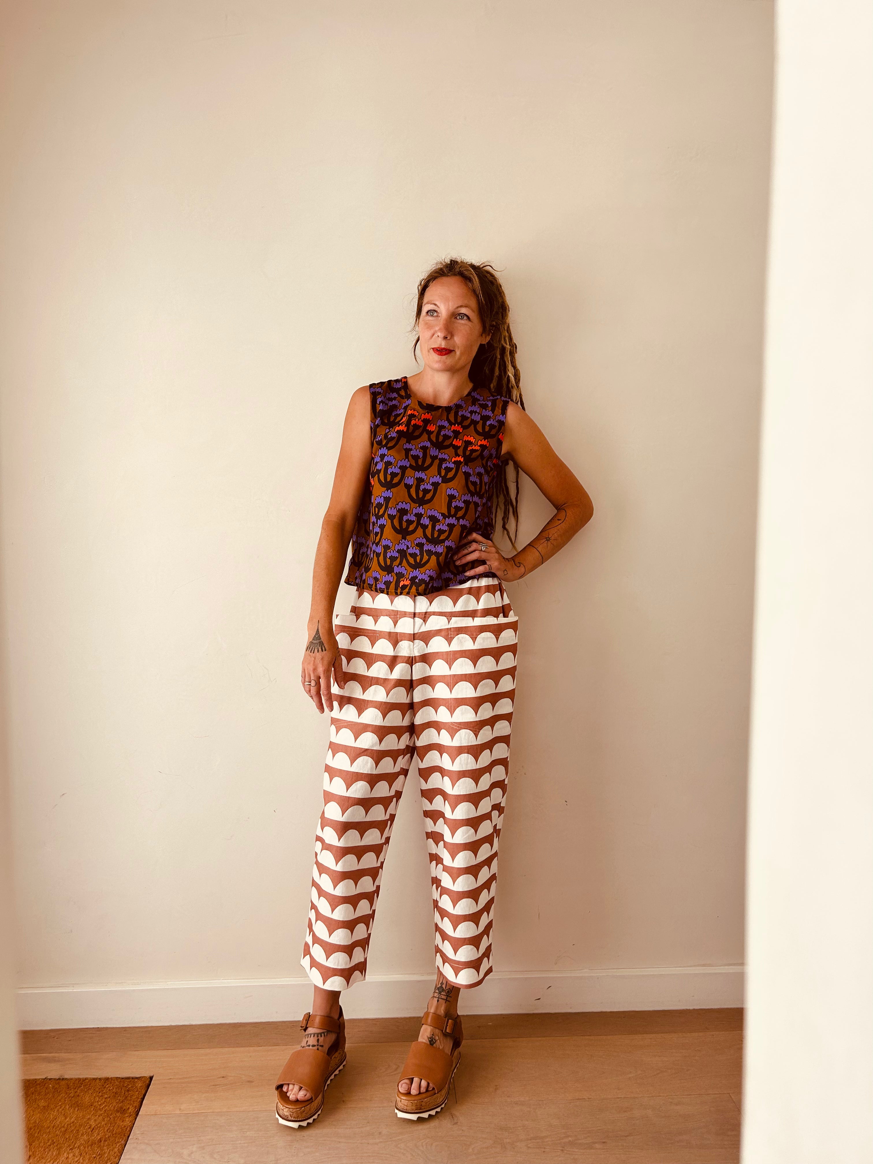 Midnight Bloom cotton linen top