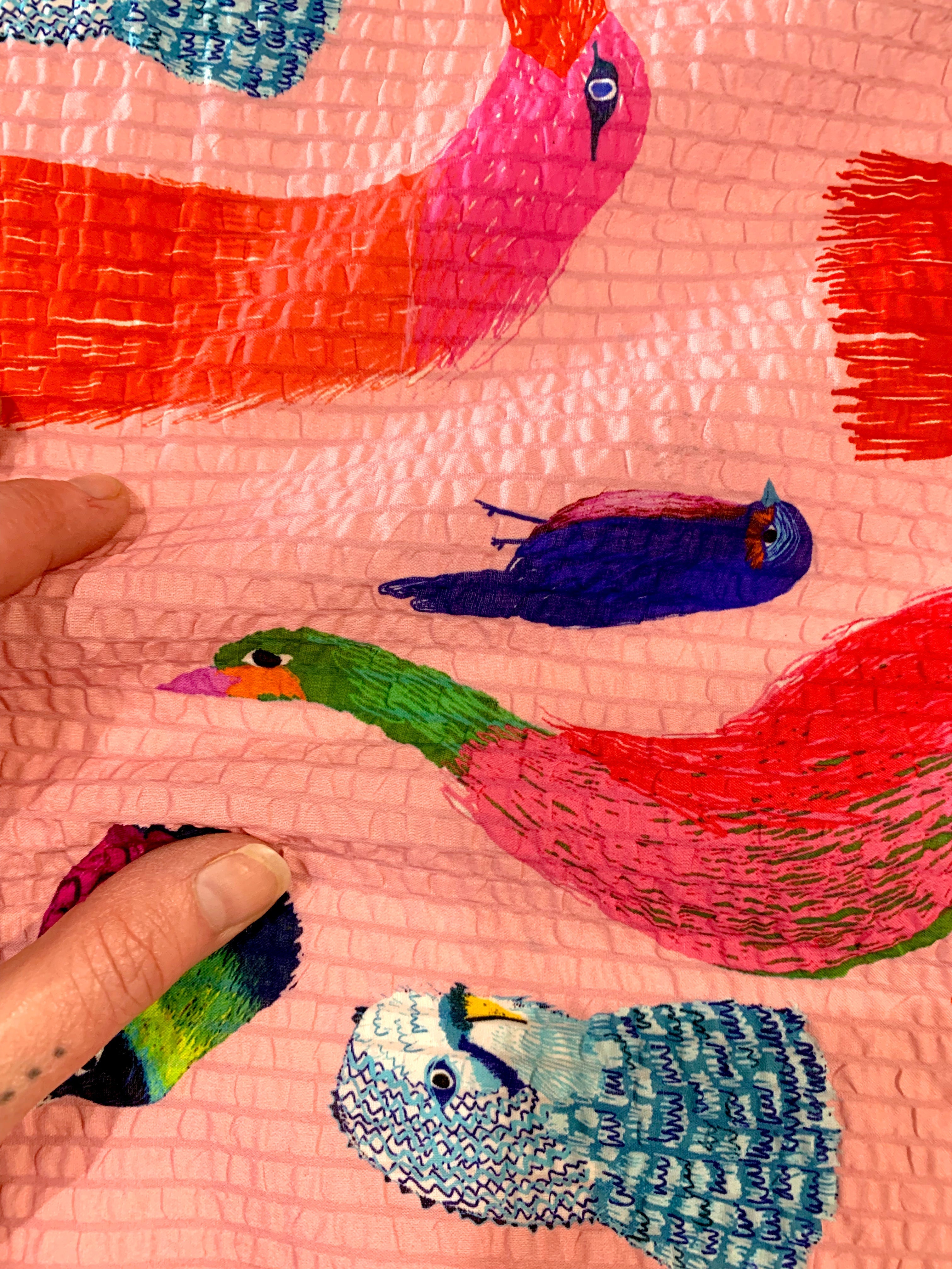 Birds Cotton Seersucker (CUT PIECE 1.2M $15)