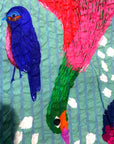 Birds (Teal) Cotton Seersucker (CUT PIECE 2M $30)