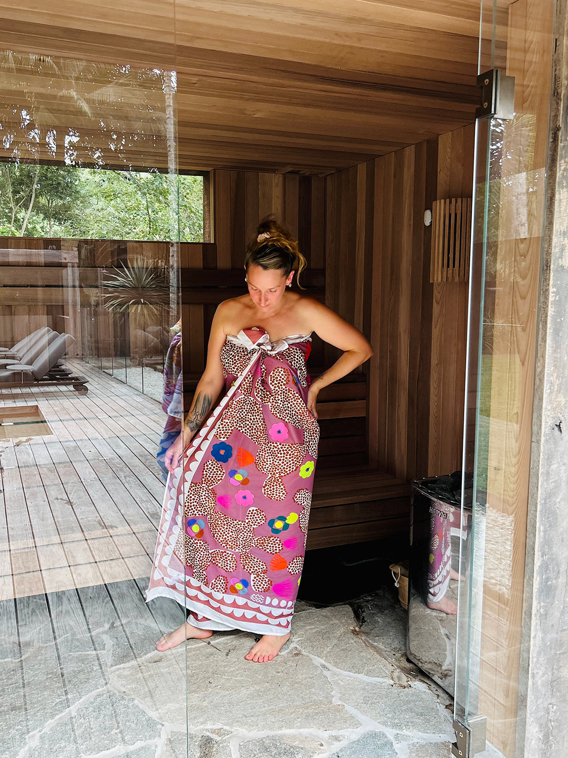 Neon Cacti Bloom 95% cotton 5% Silk Scarf/Sarong