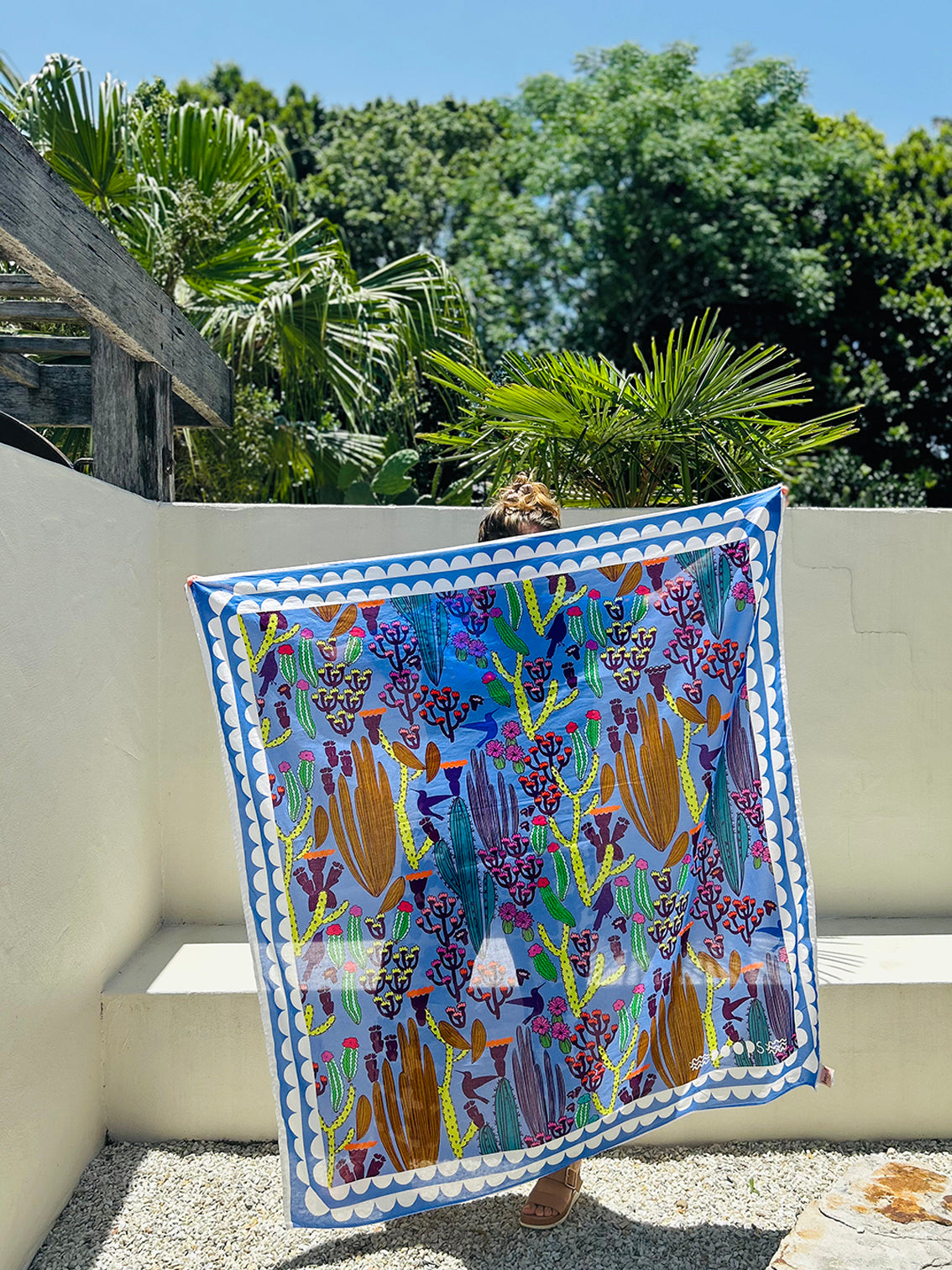 Day Bloom 95% cotton 5% Silk Scarf/Sarong