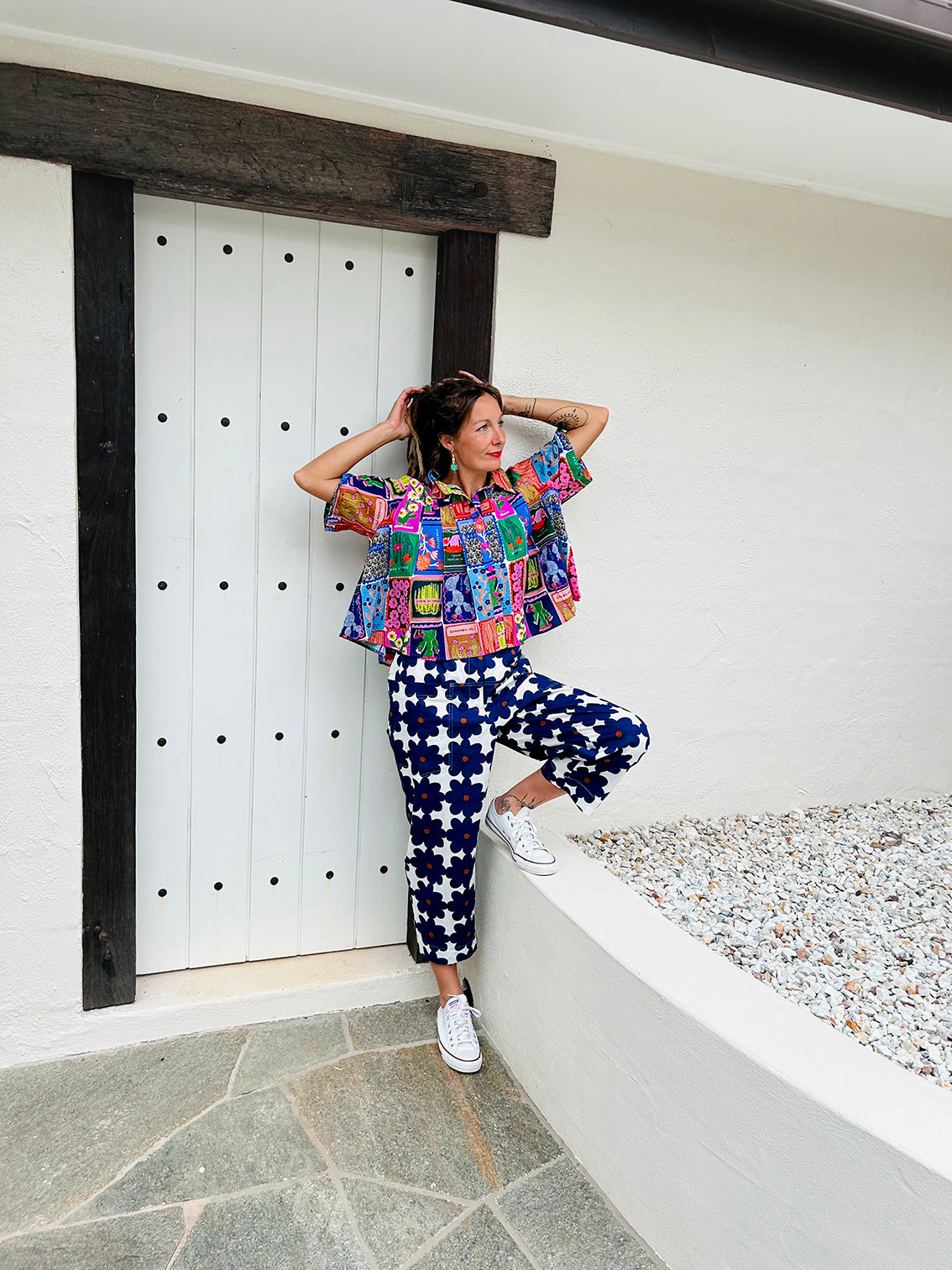 Succulent Love pleated seersucker top