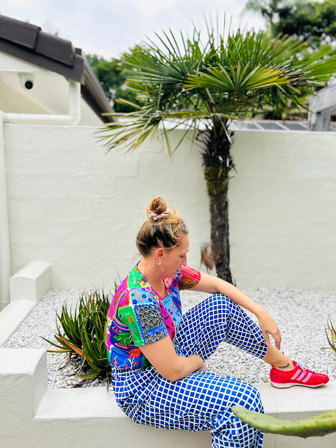 Cacti Check 100% linen cotton pants