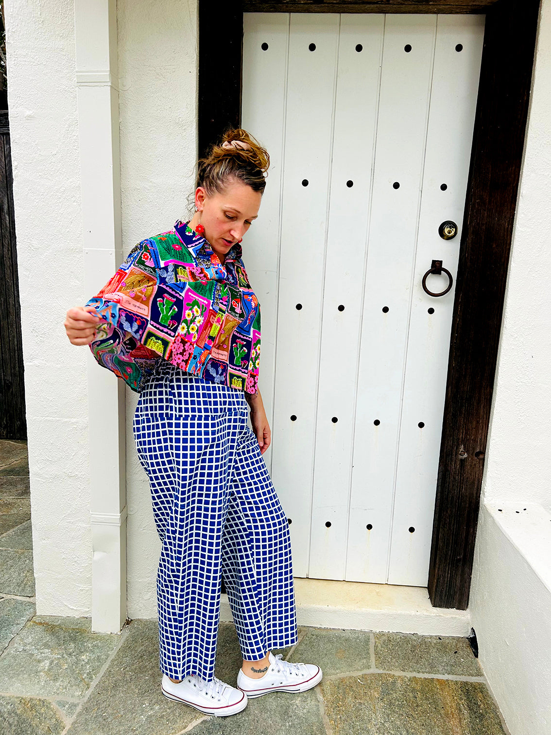 Cacti Check 100% linen cotton pants