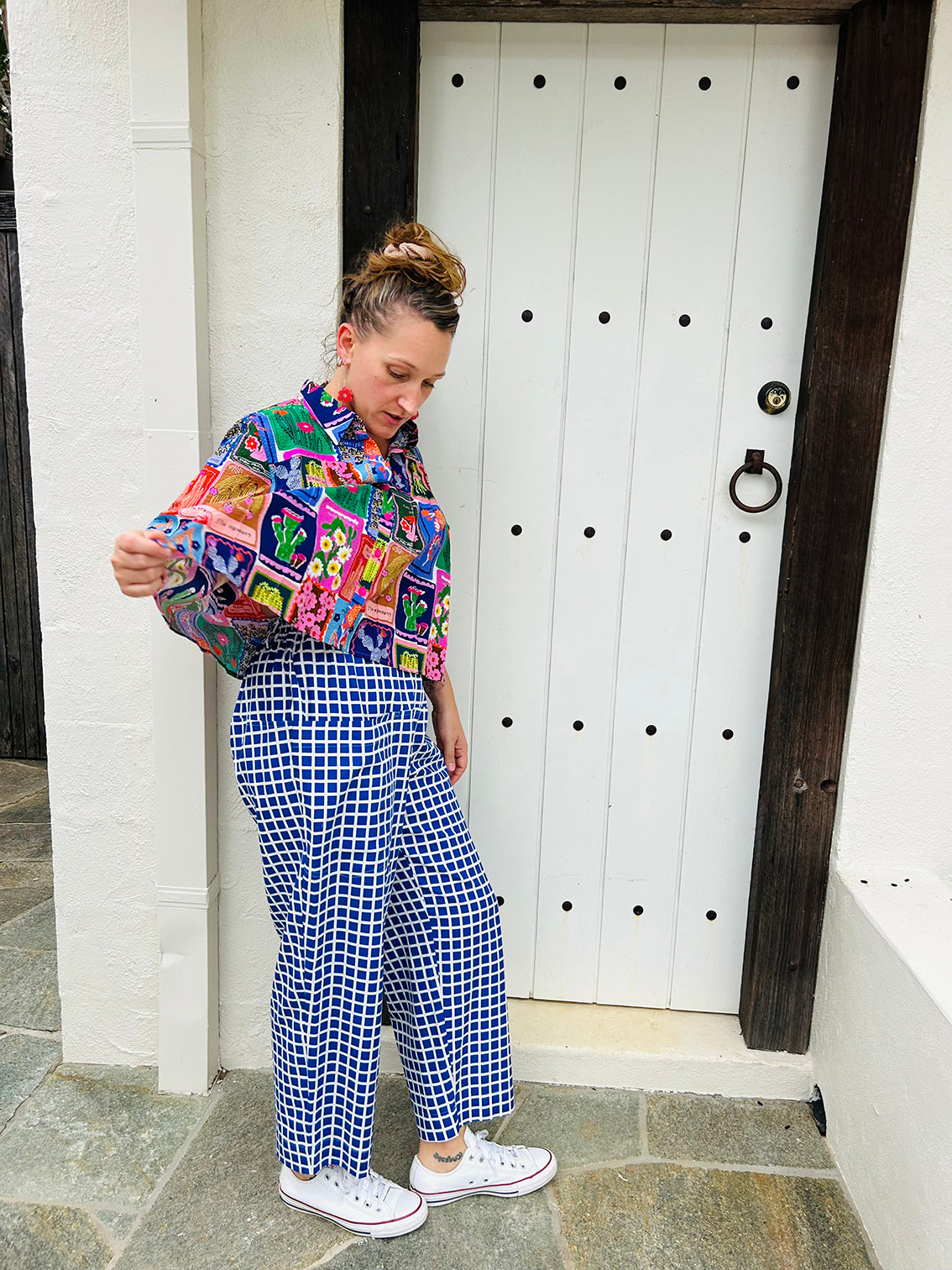 Succulent Love pleated seersucker top