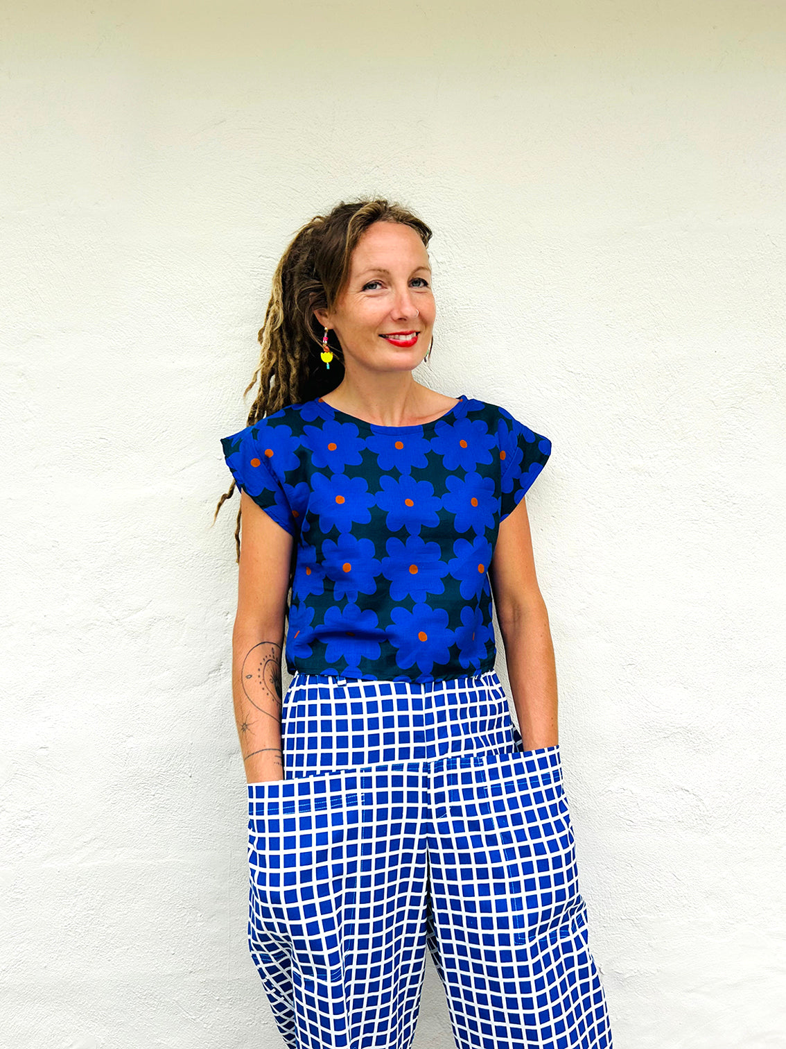 Cacti Check 100% linen cotton pants