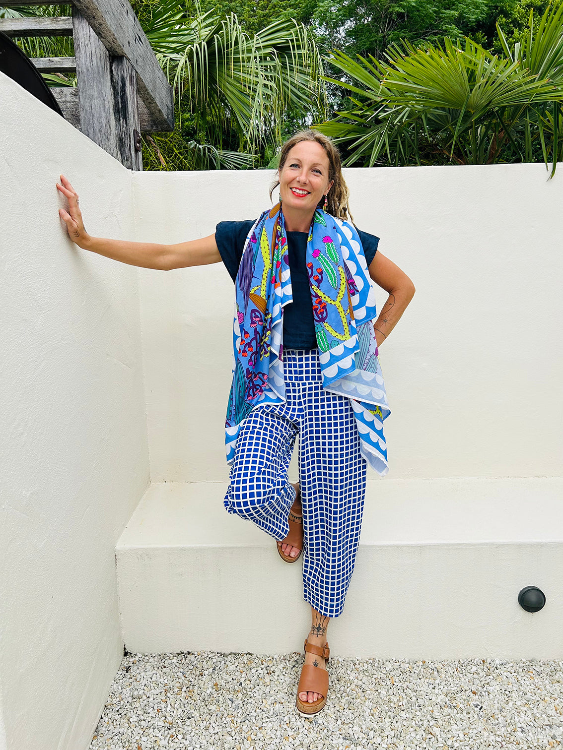 Day Bloom 95% cotton 5% Silk Scarf/Sarong