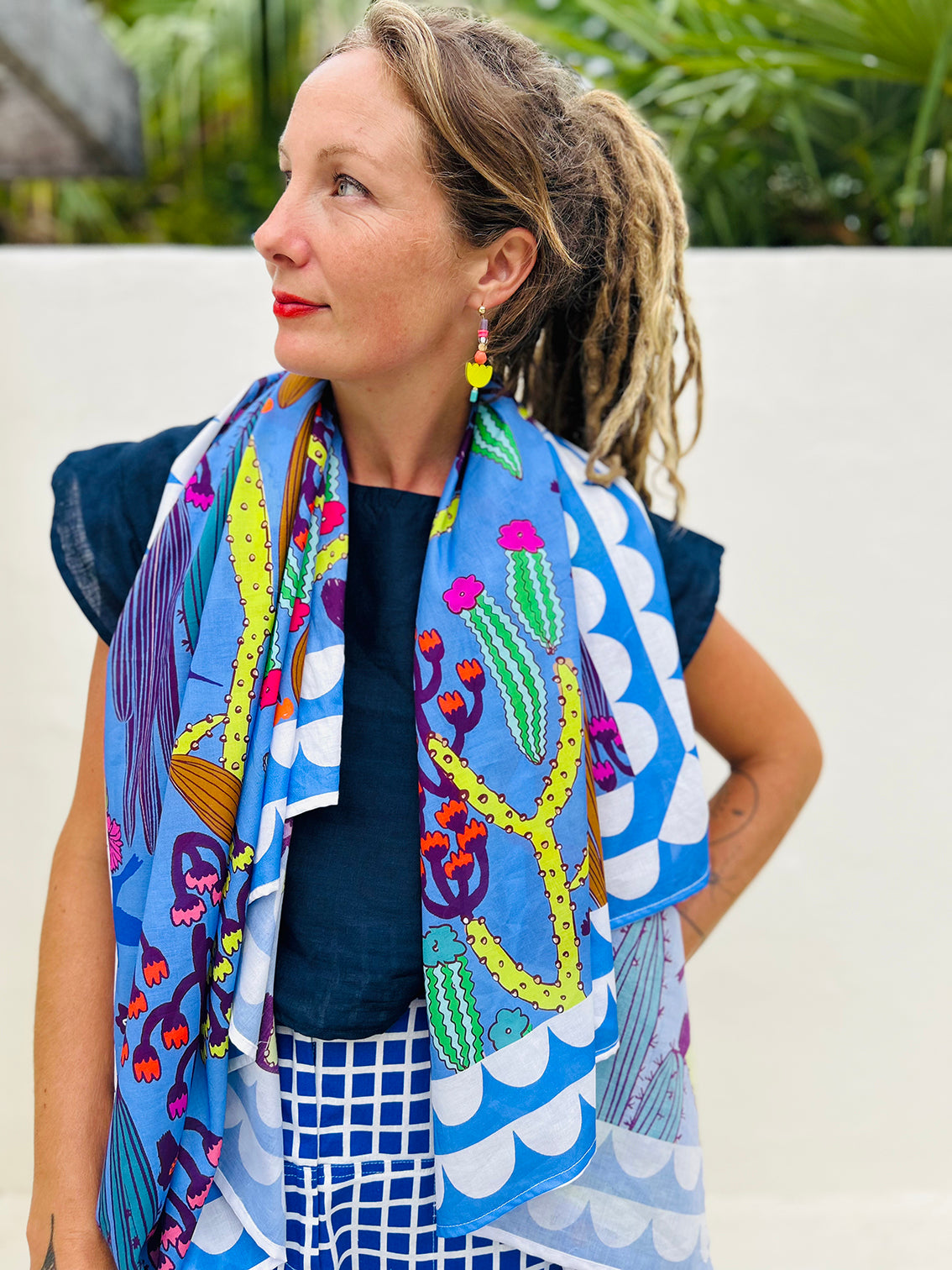 Day Bloom 95% cotton 5% Silk Scarf/Sarong