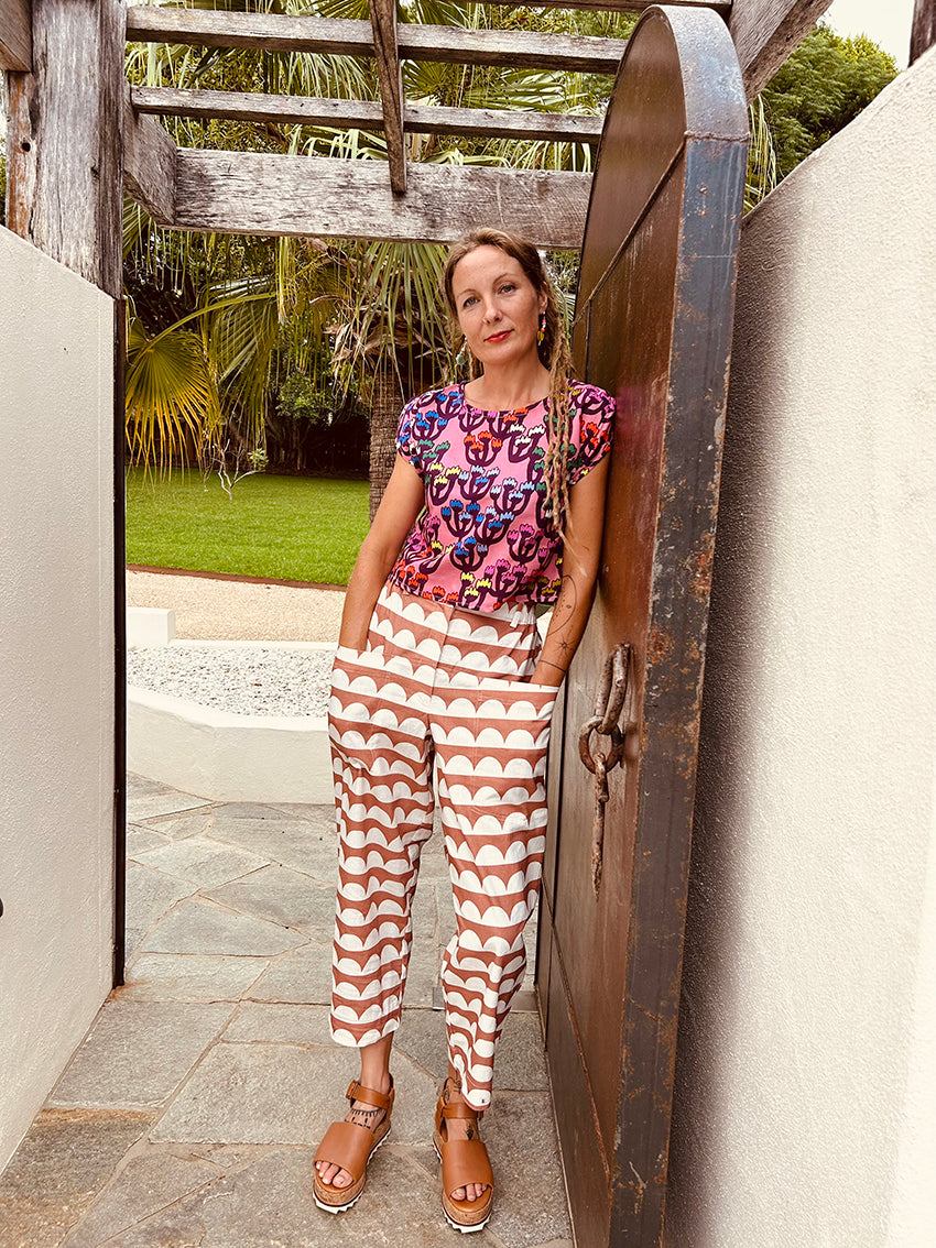 Little Bright Bloom cotton linen top