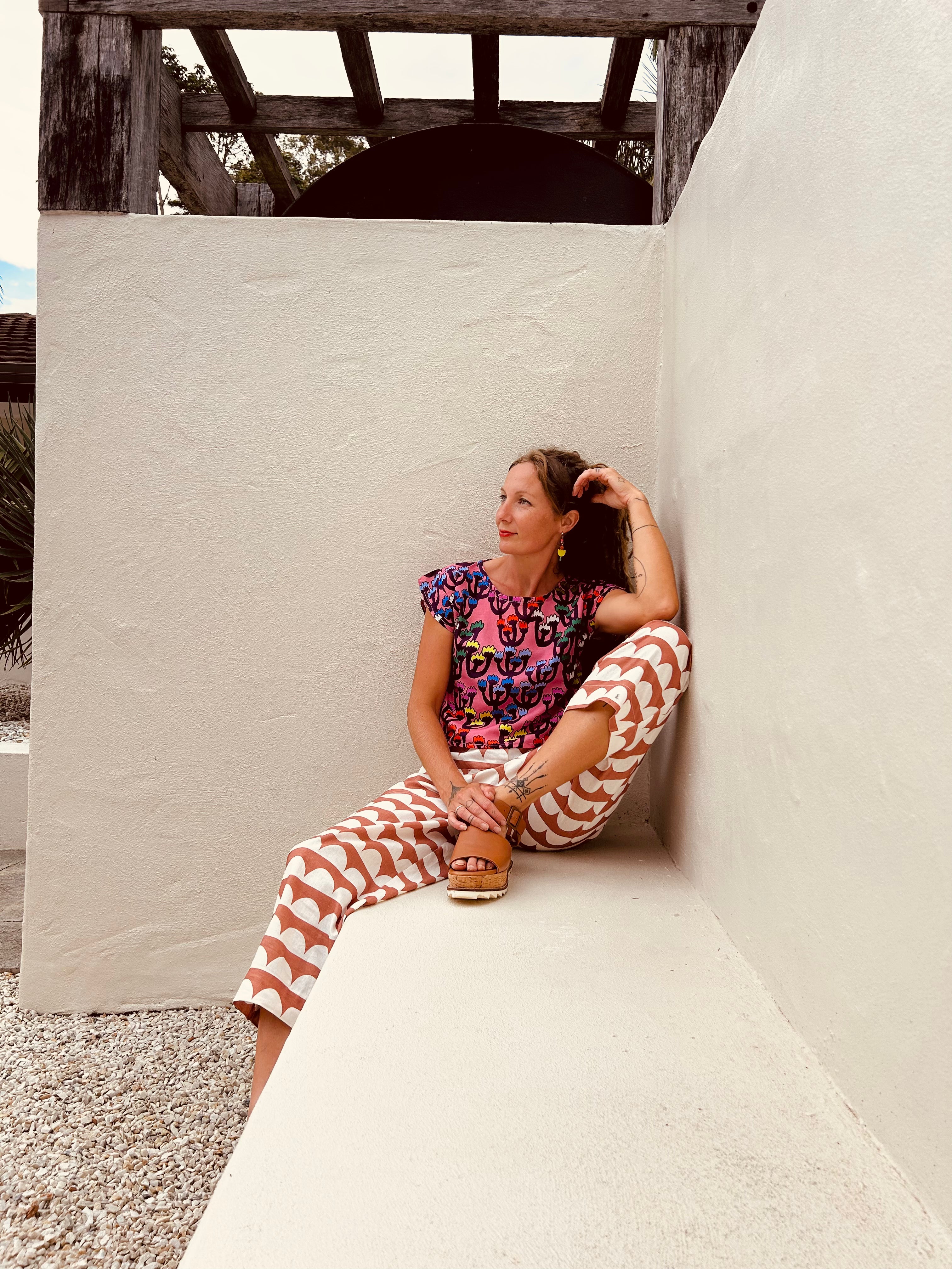 Little Bright Bloom cotton linen top