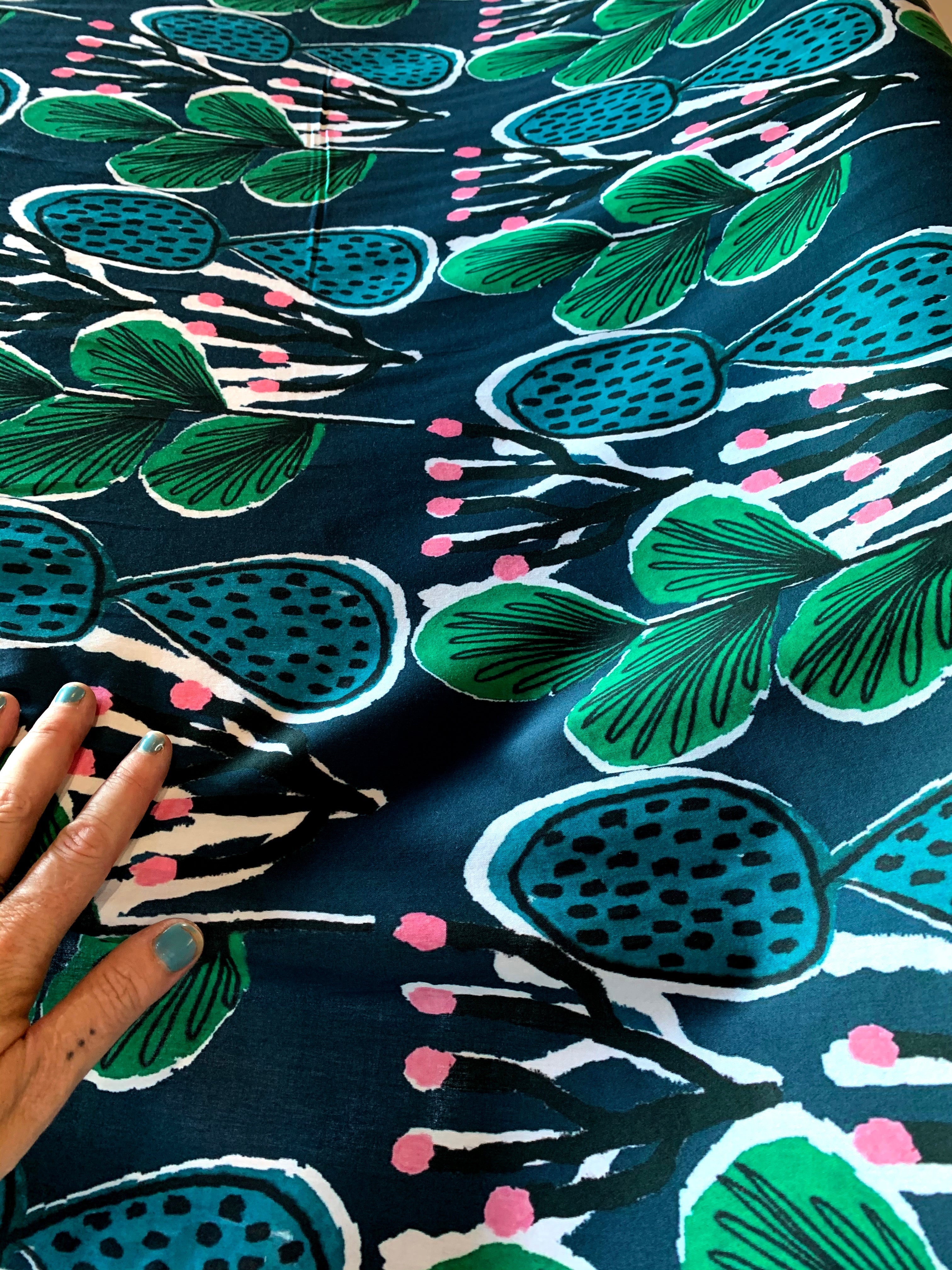 Coral Cactus organic cotton linen (CUT PIECE 50CM $5)
