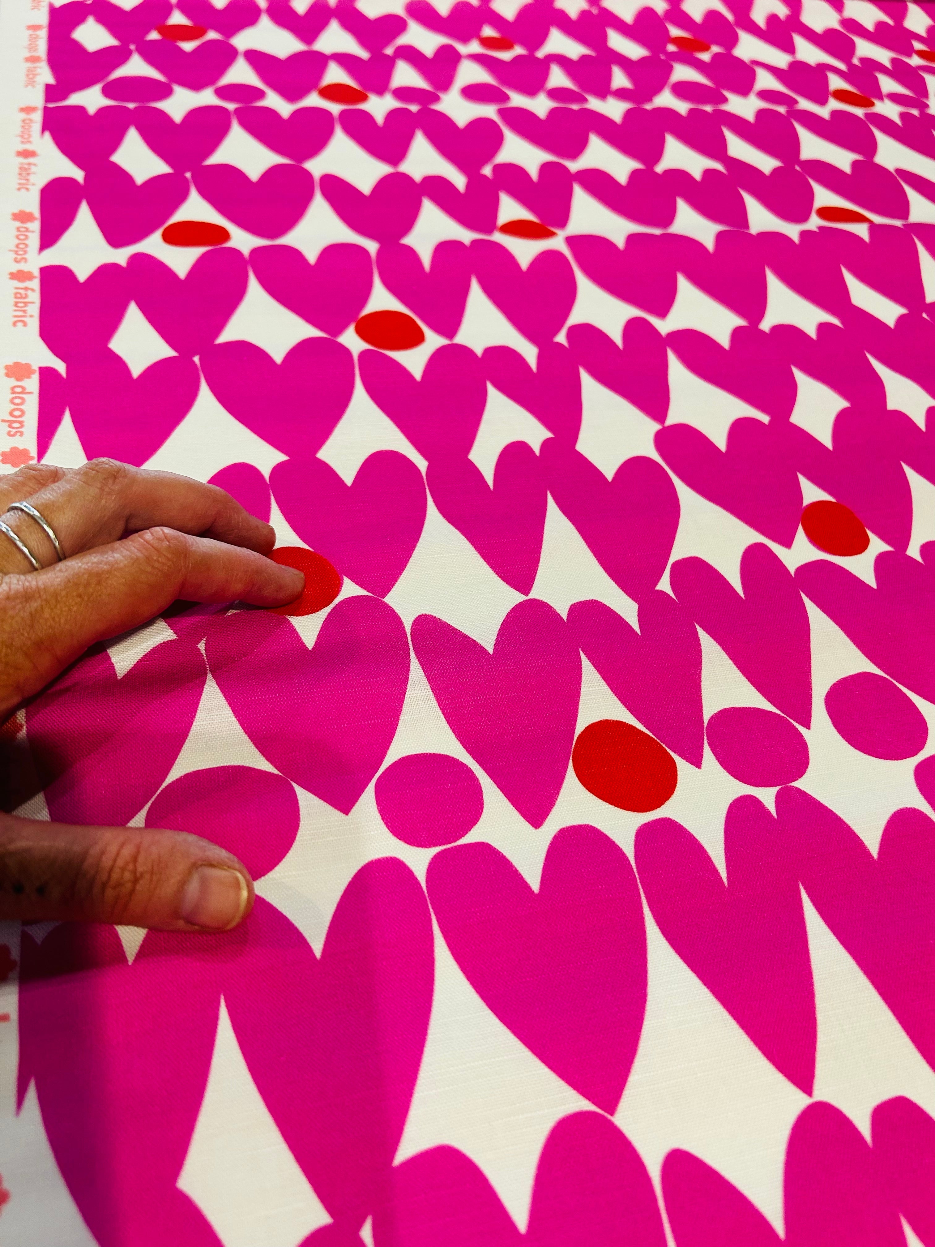 Sweet Pink Love organic cotton linen (CUT PIECE 60CM $5)