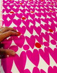 Sweet Pink Love organic cotton linen (CUT PIECE 60CM $5)