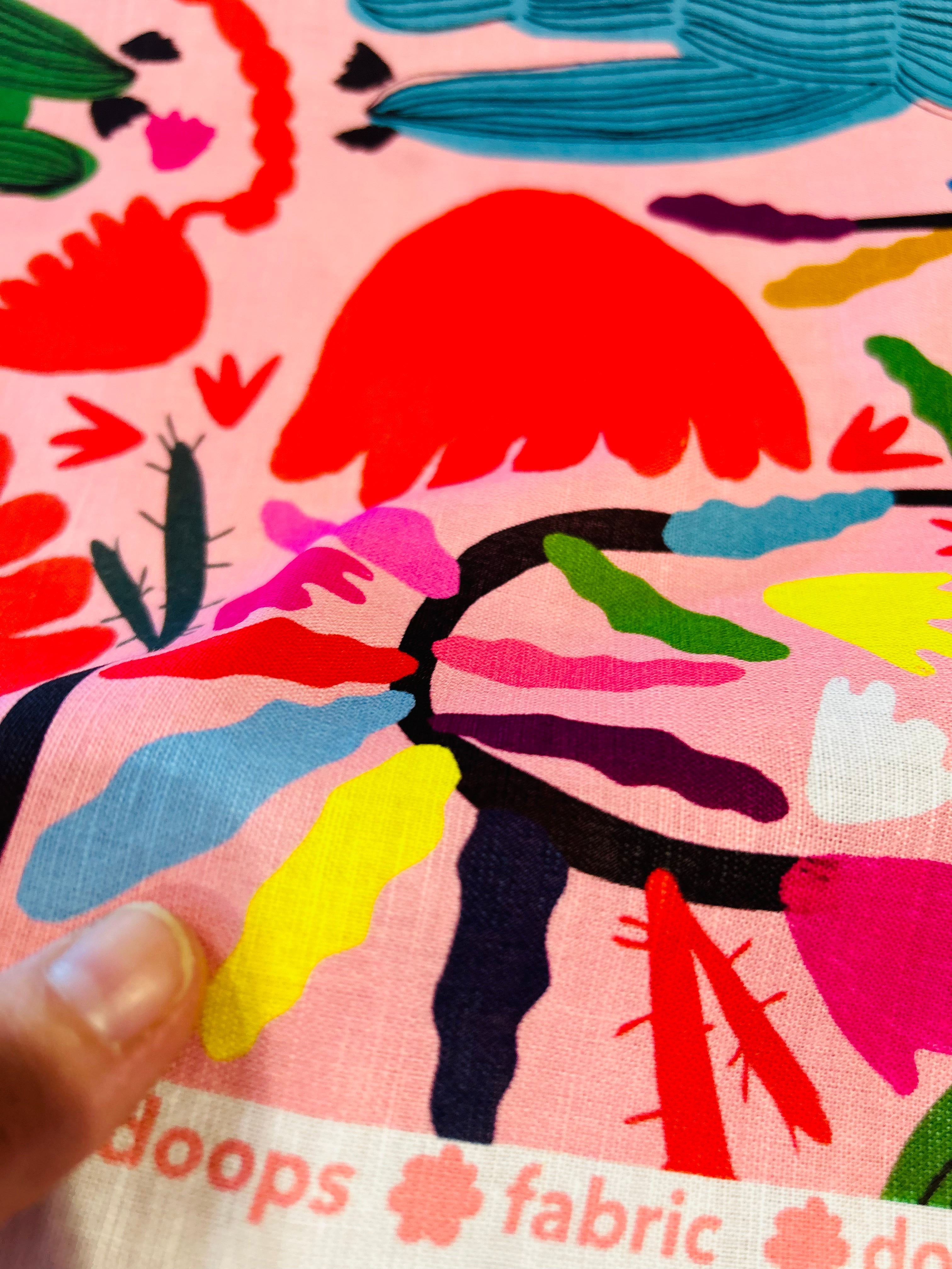 Scorpio Cactus organic cotton linen (CUT PIECE 90CM $12)