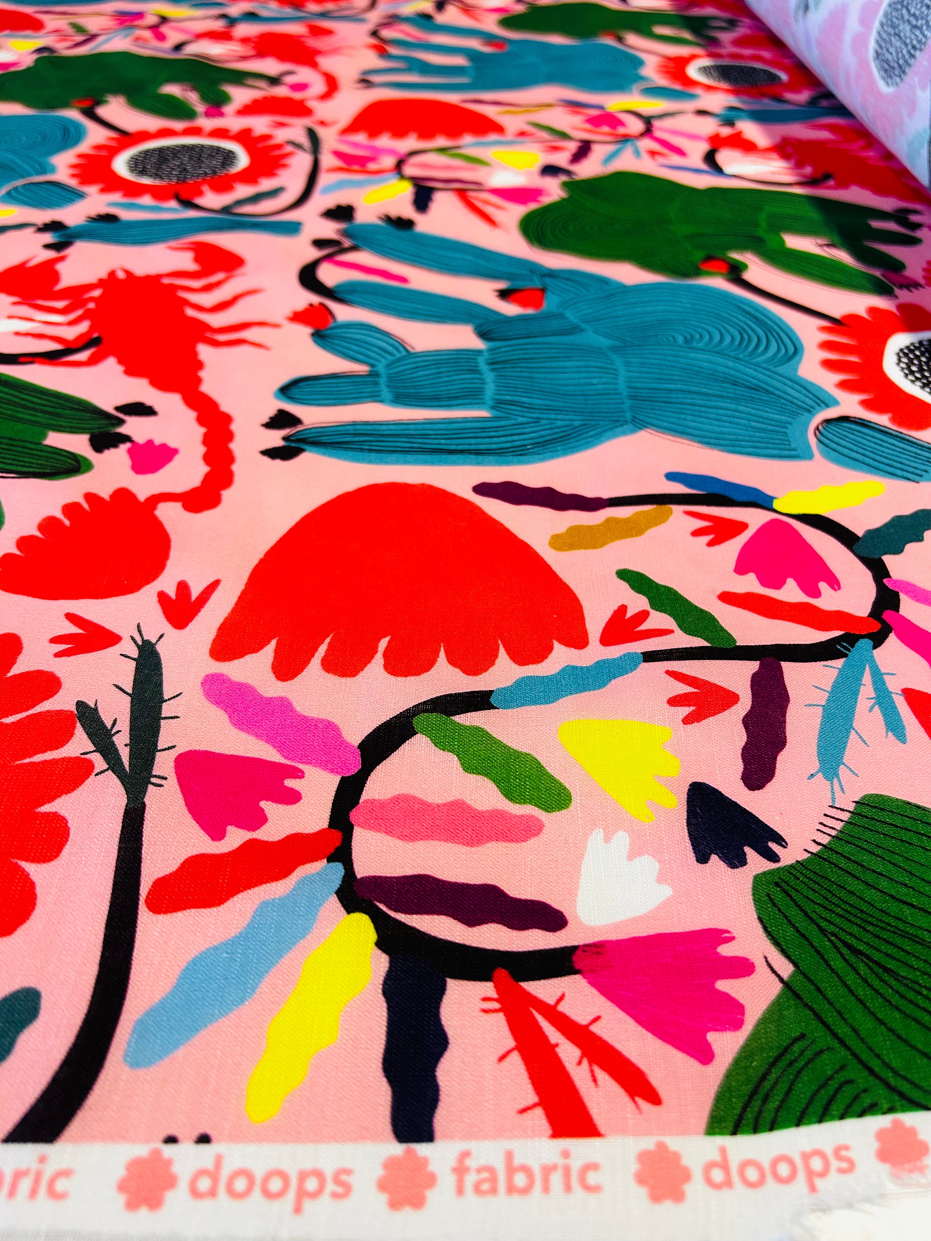Scorpio Cactus organic cotton linen (CUT PIECE 90CM $12)