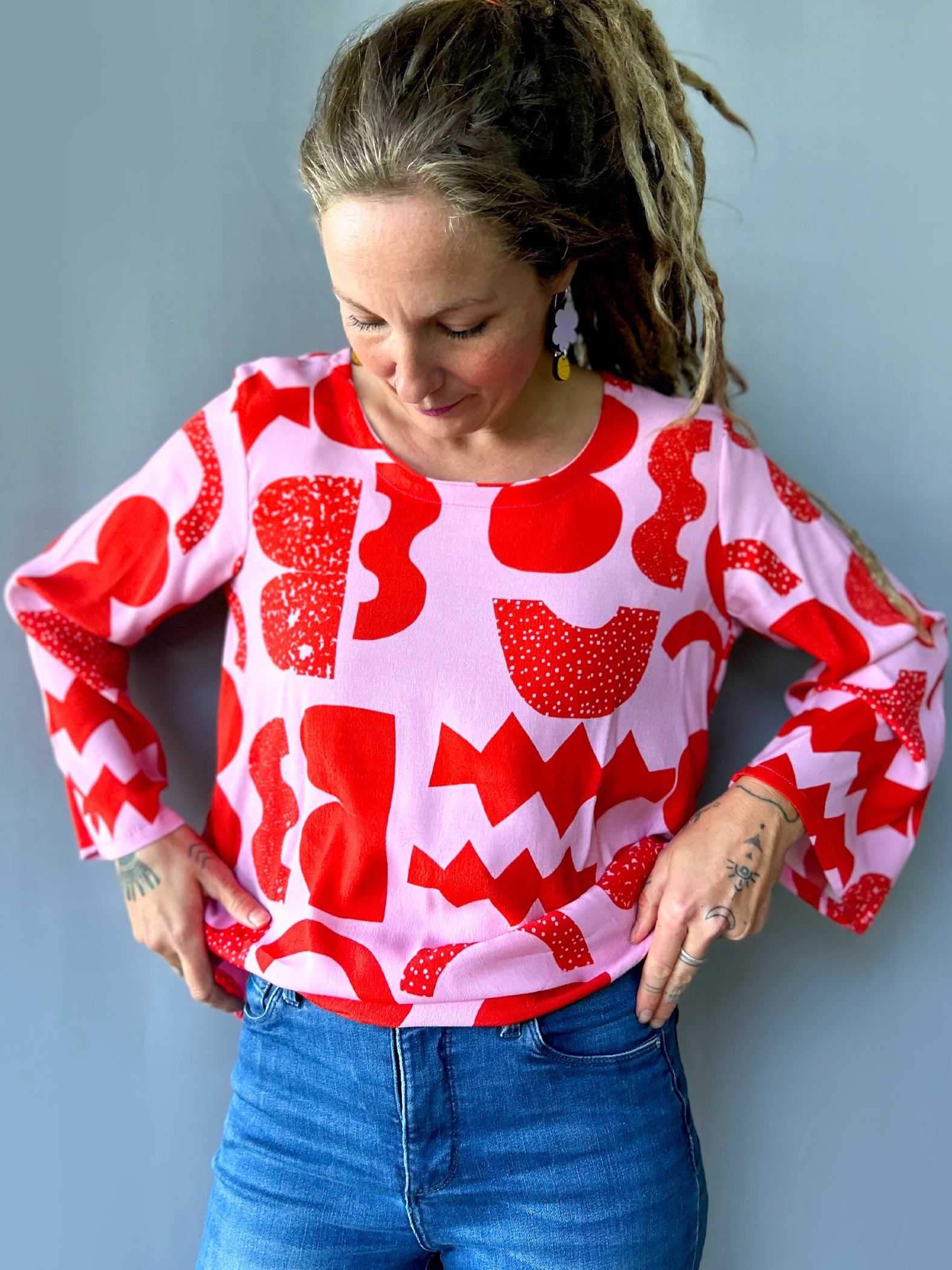 Cut Pot Play Pink viscose crepe top