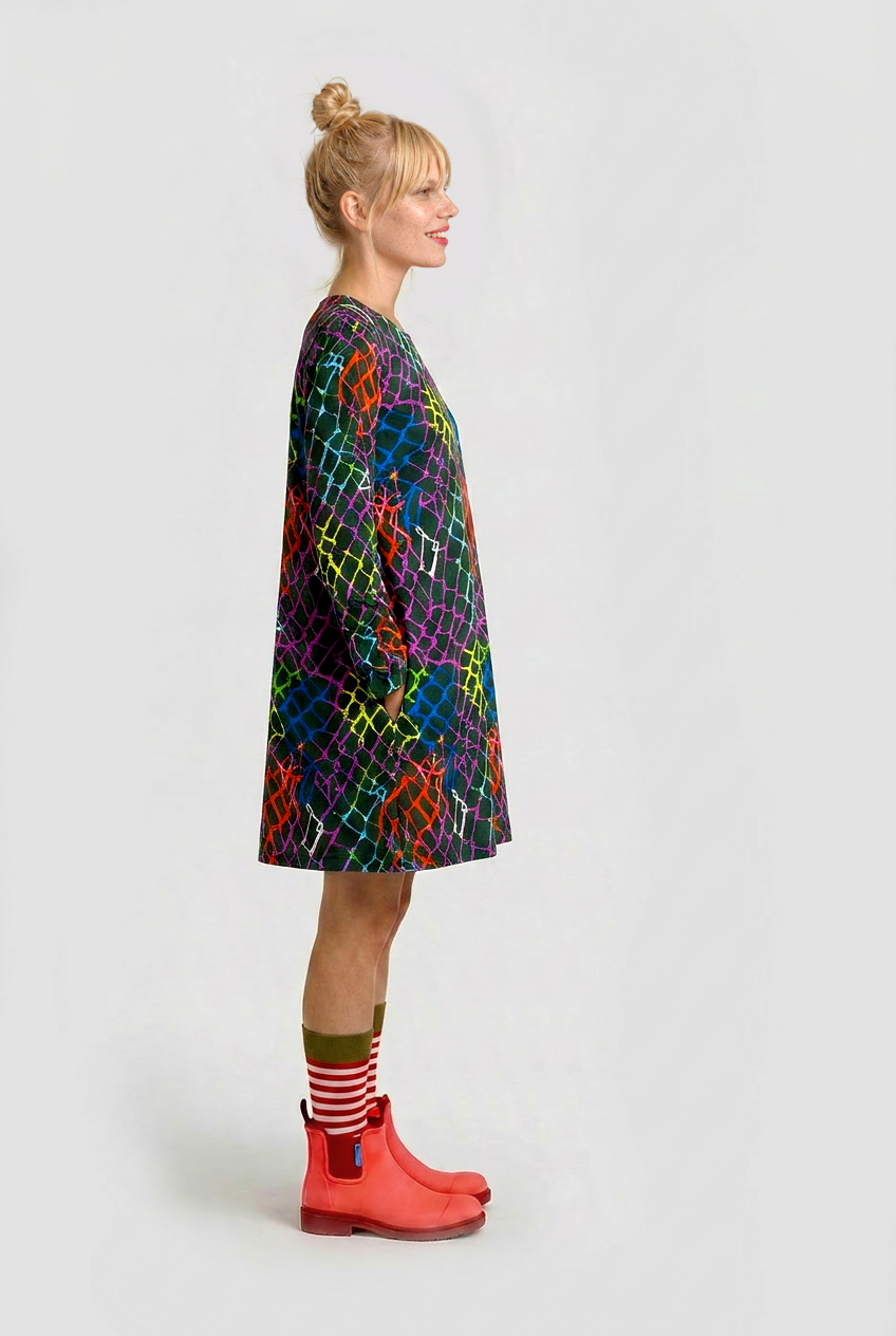 Neon Knit Mini Jersey Dress