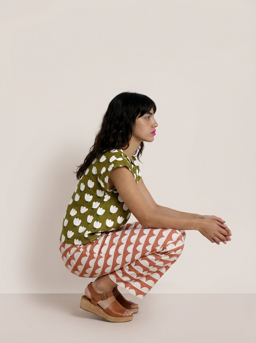 Tulips cotton linen top