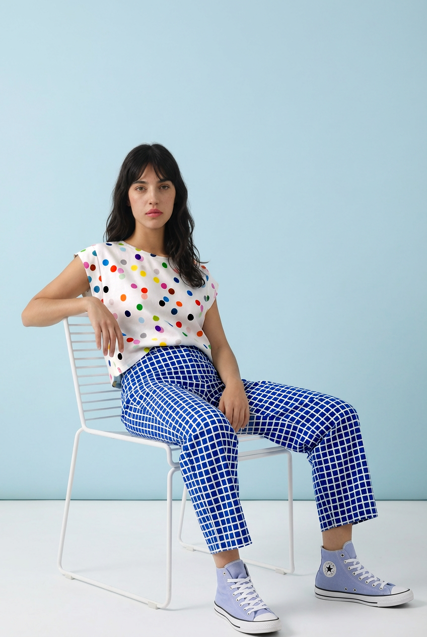 Confetti (white) cotton linen top