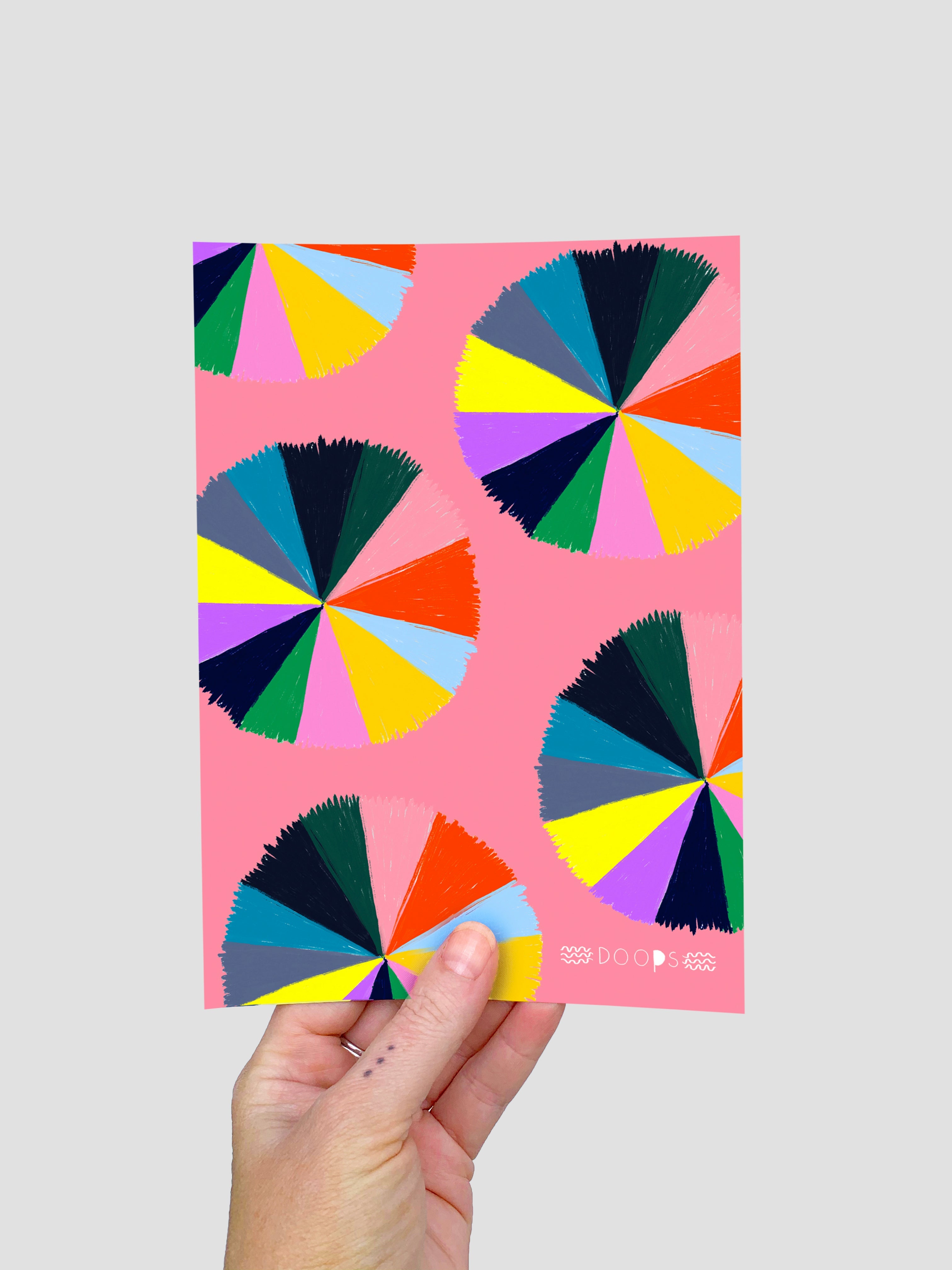 Colour Love Wheel pattern(large) A5 Postcard (4629659189344)