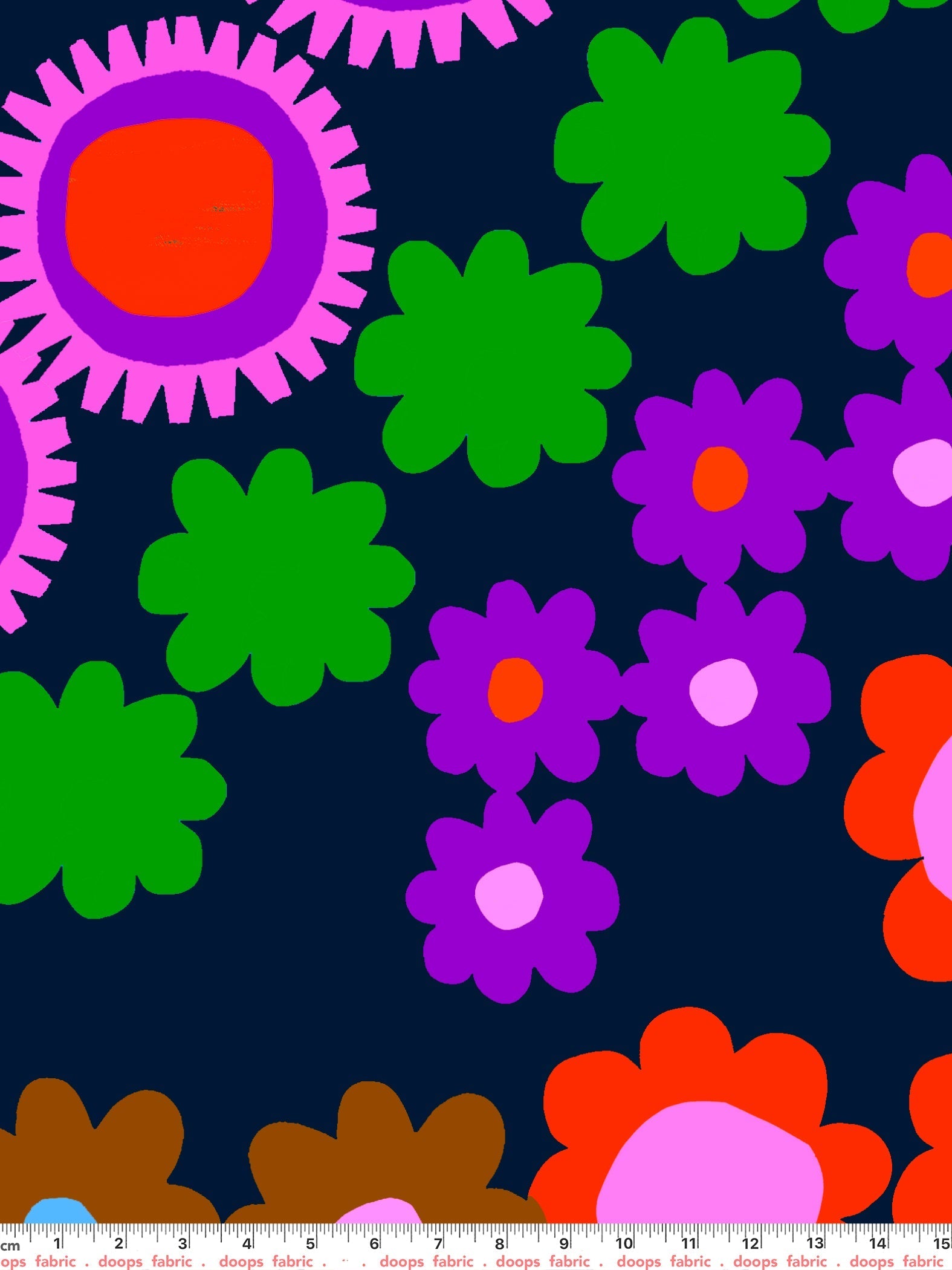 Flower Power (dark) organic cotton linen (CUT PIECE 4.2M $50)
