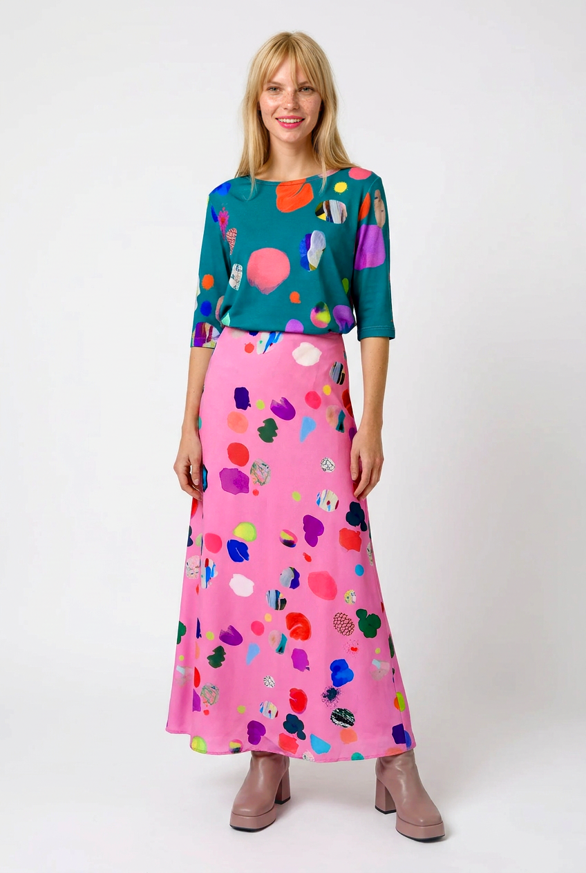Pink Meadows satin skirt