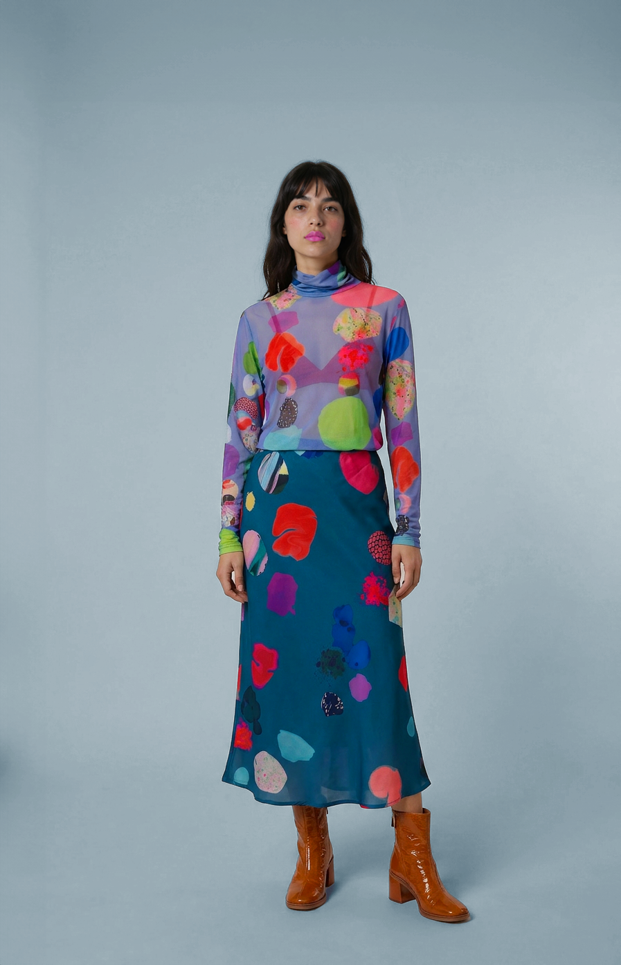 Vivid Meadows satin skirt