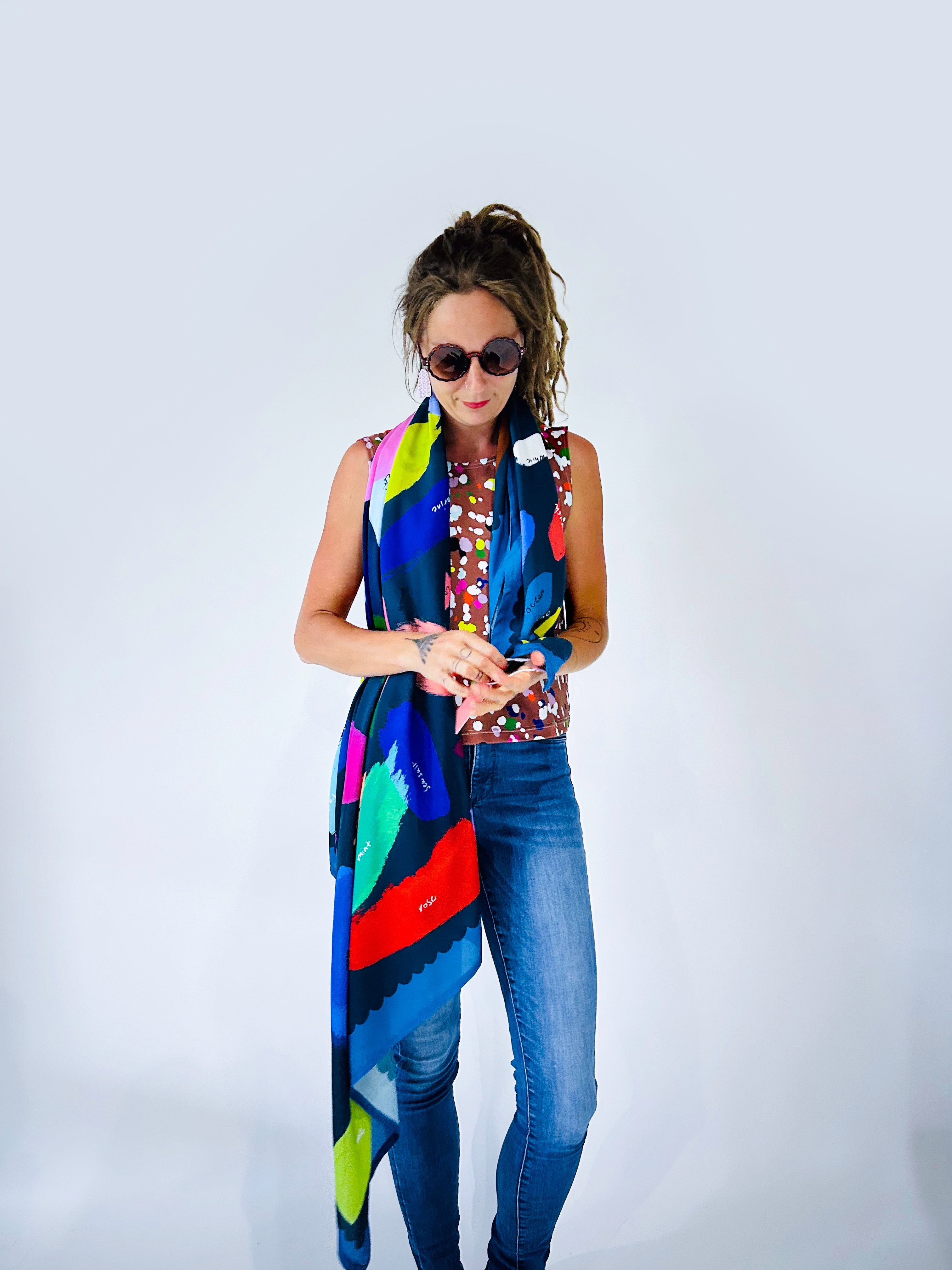Colour Palette 95% cotton 5% Silk Scarf/Sarong