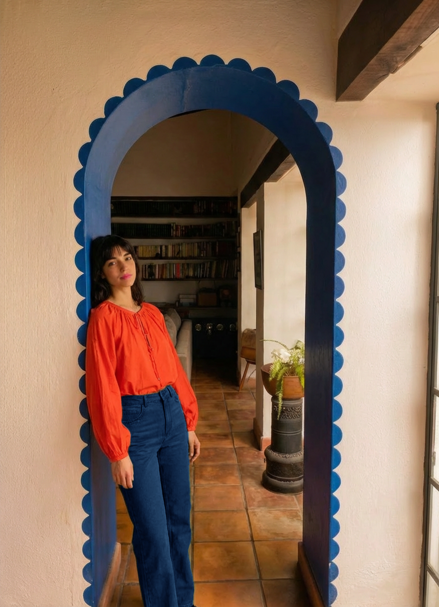 Red Stitch cotton voile blouse last ones