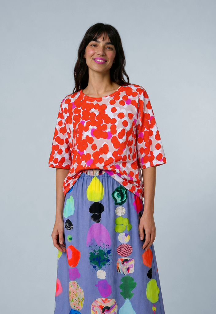 Red Confetti Jersey Top