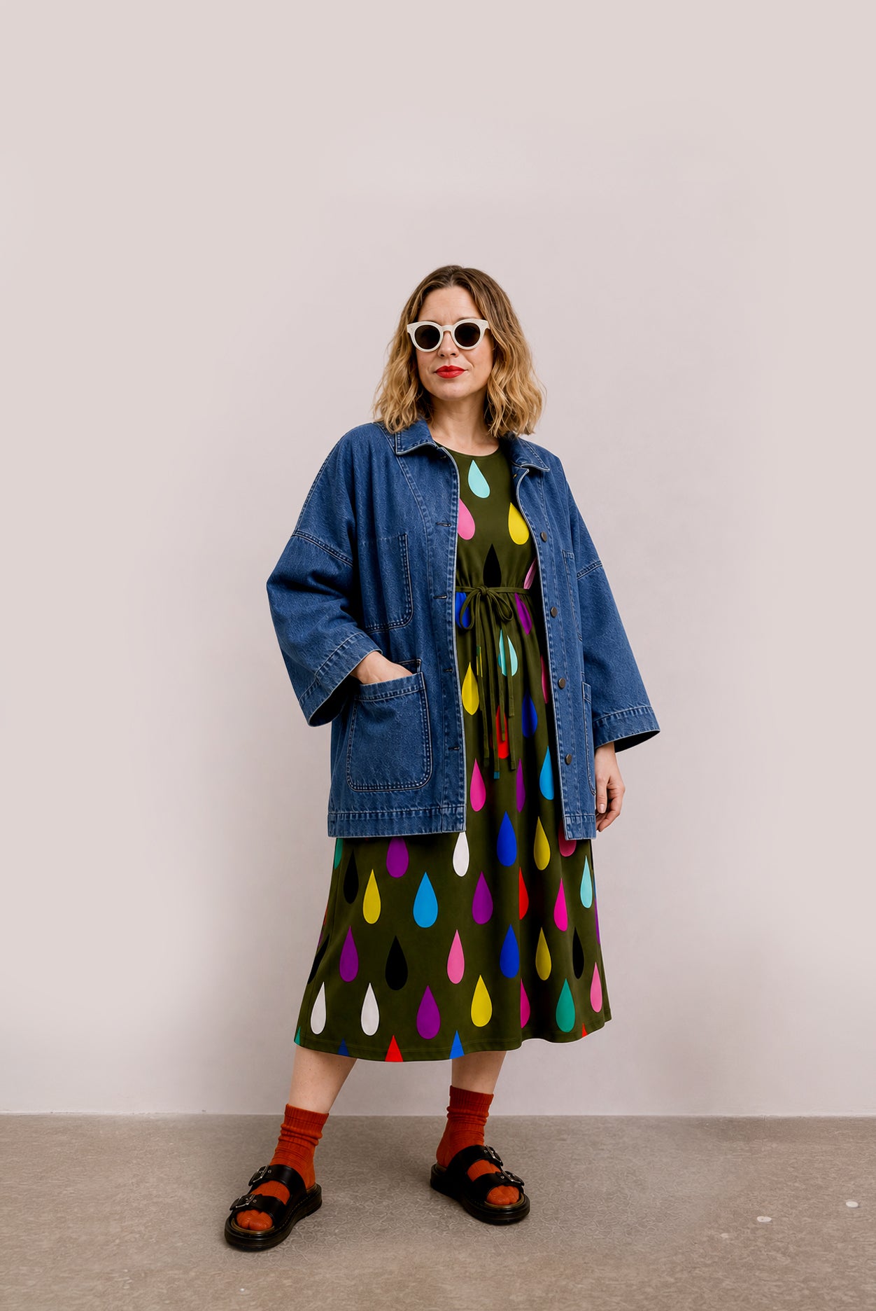 Khaki Drops Jersey Dress