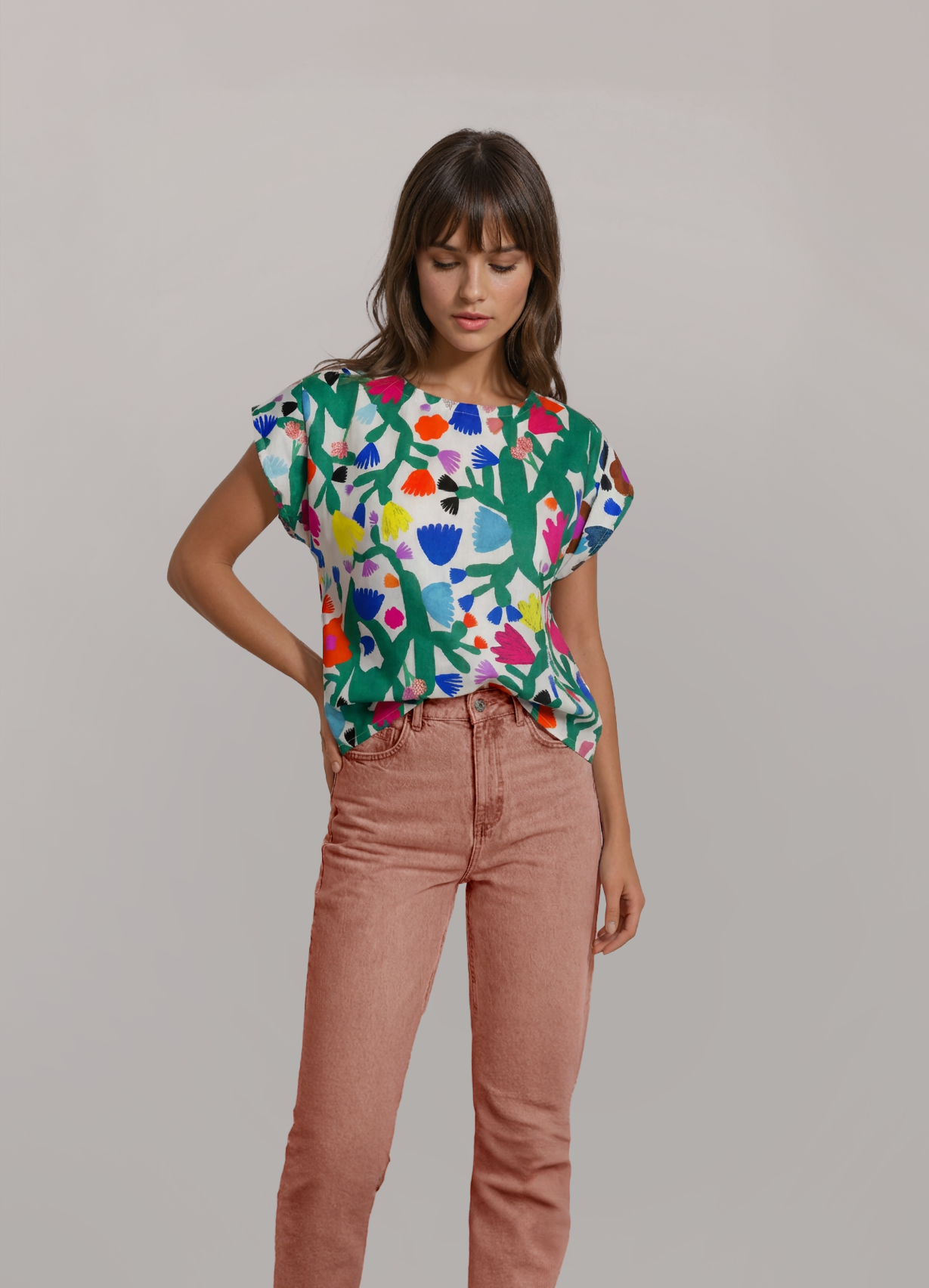 Mor Mor's Garden cotton linen top (white)