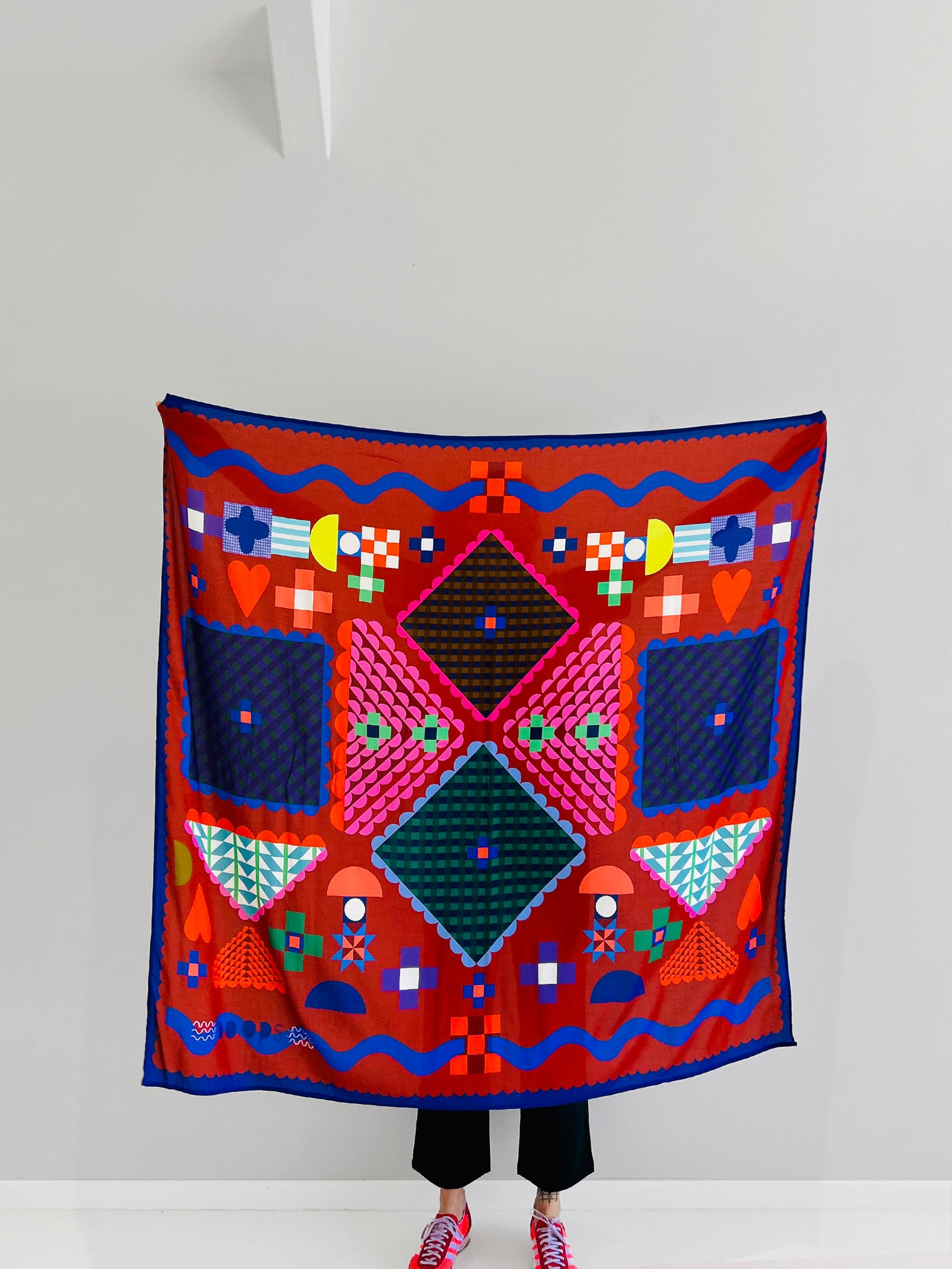 The Stitch Play Patchwork  95% cotton 5% Silk Scarf/Sarong