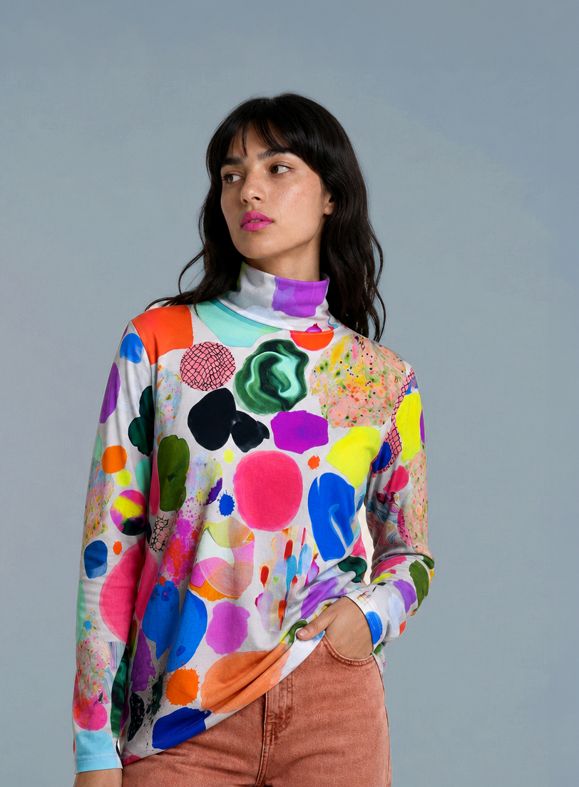 Brave Turtleneck Jersey Top