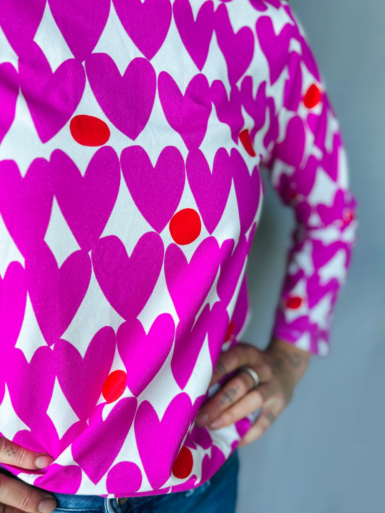 Sweet Pink Love Hearts Turtleneck jersey top