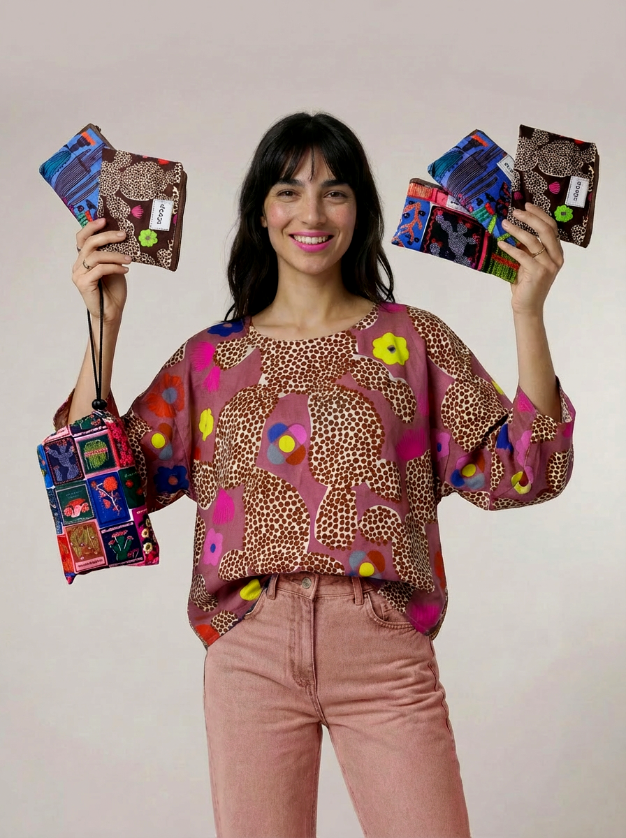 Set of 3 Bloom Desert Large Bag & reusable drawstring pouch