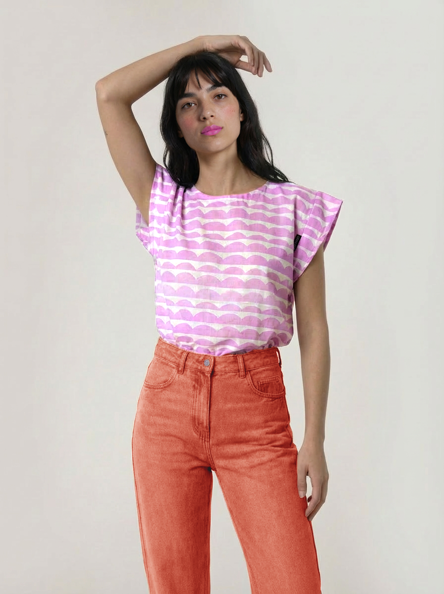 The Artist Pink cotton linen top ~ sample