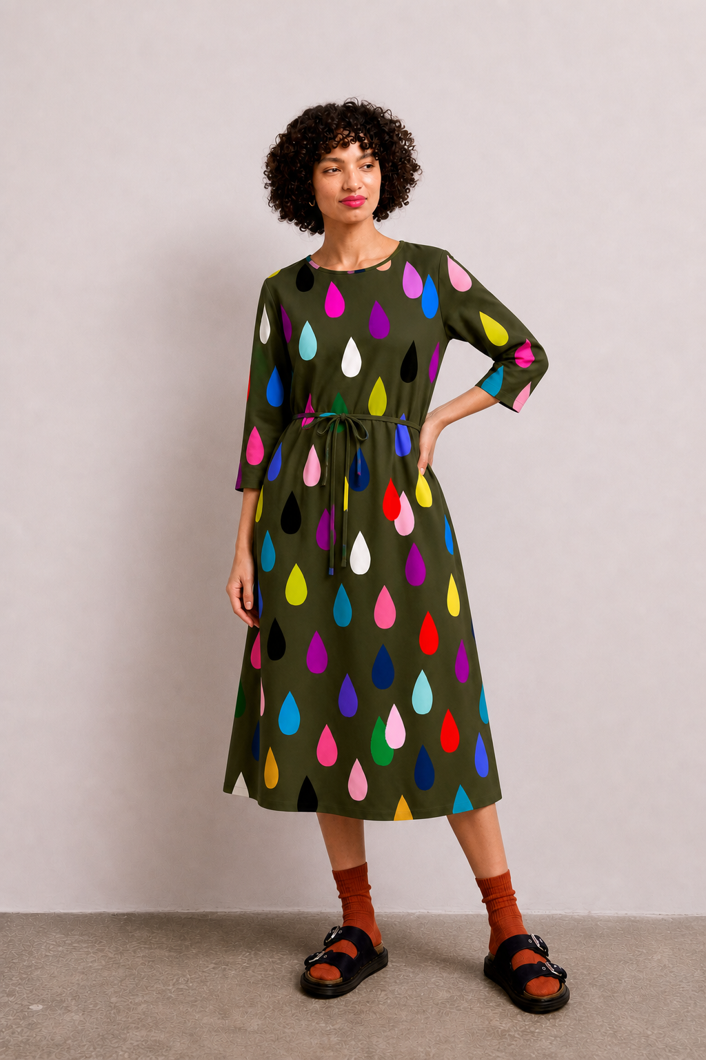 Khaki Drops Jersey Dress