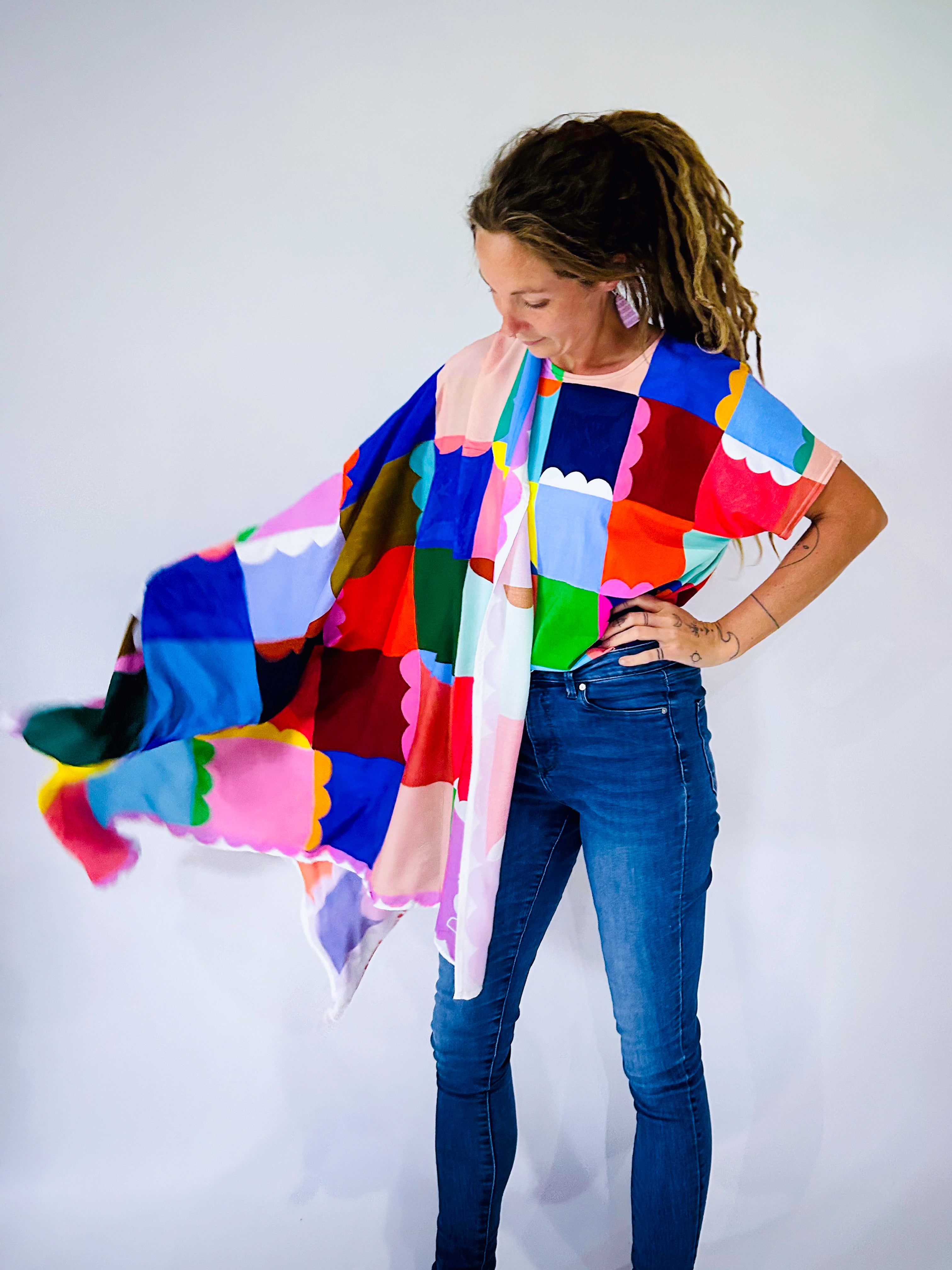 The Paint Check 95% cotton 5% Silk Scarf/Sarong