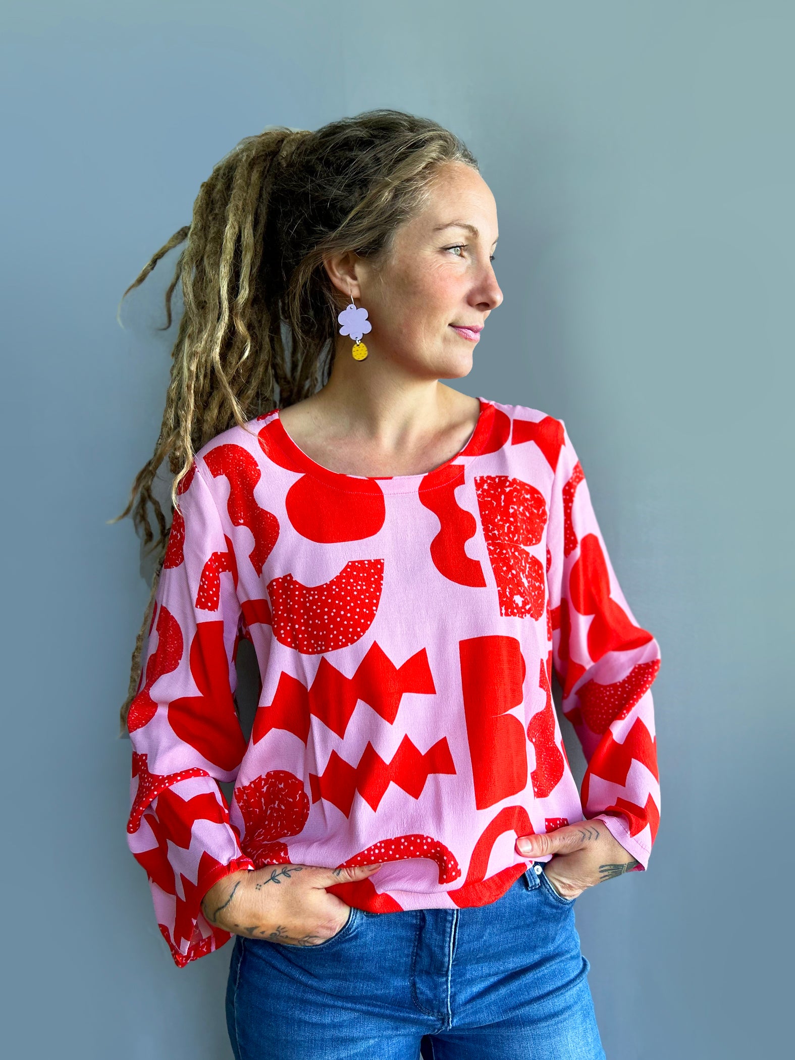 Cut Pot Play Pink viscose crepe top