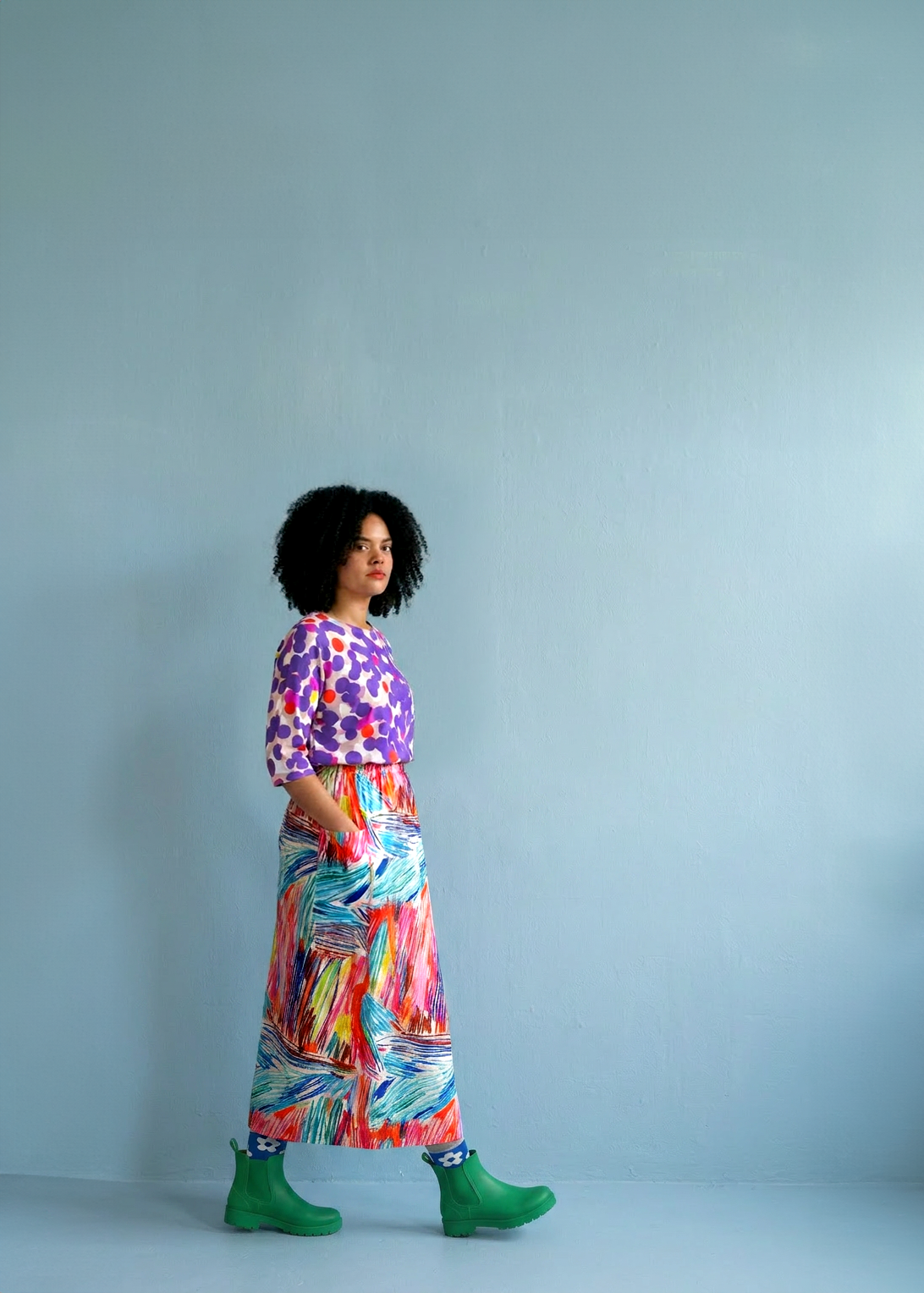 Traces tencel twill skirt