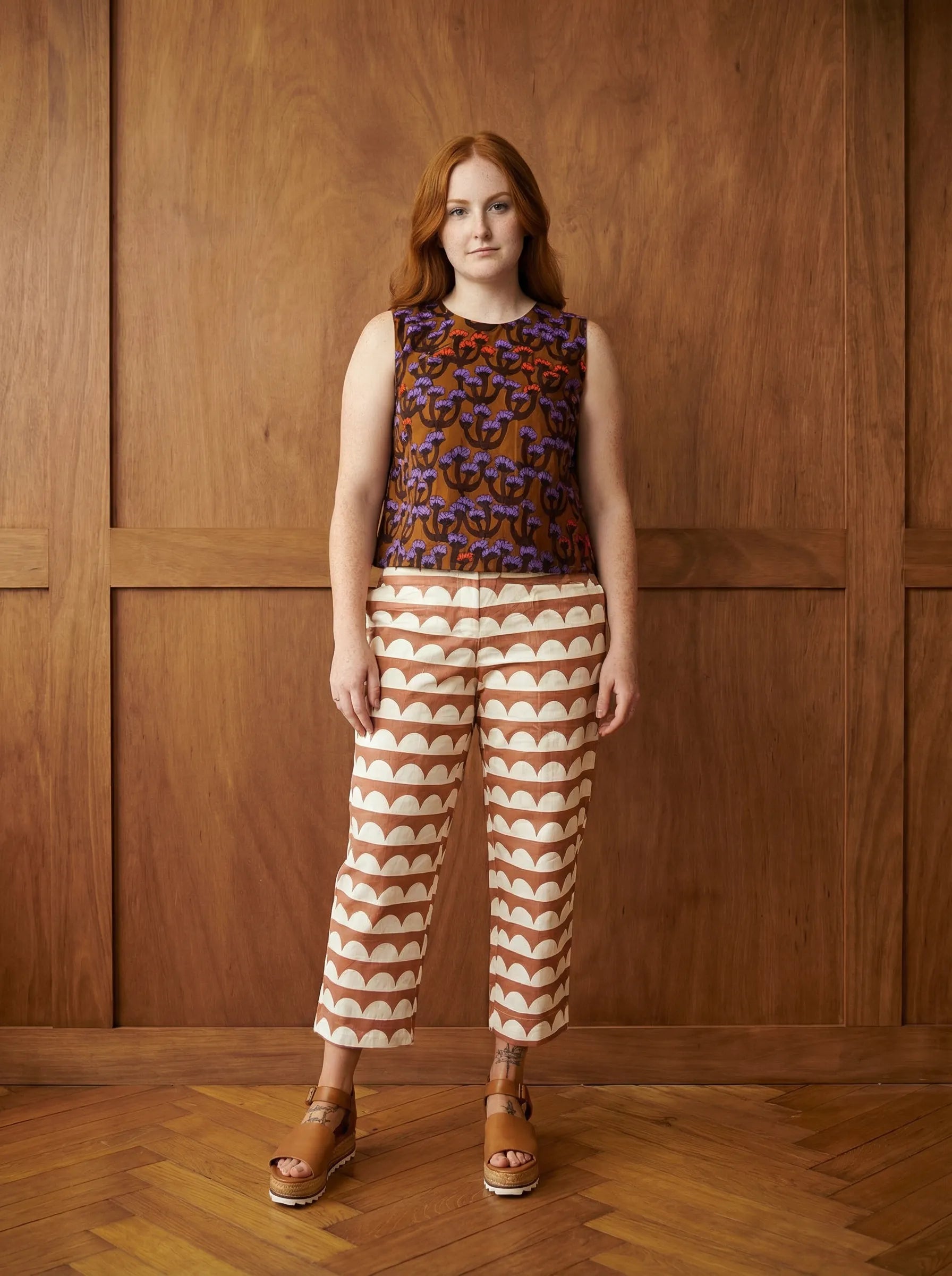 Midnight Bloom cotton linen top