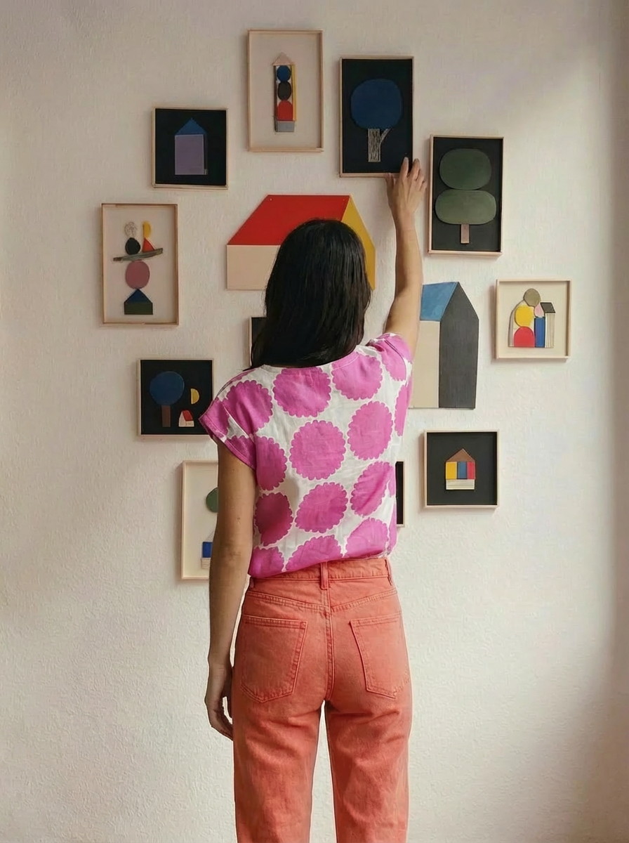 Pink Polly cotton linen top (one of) S