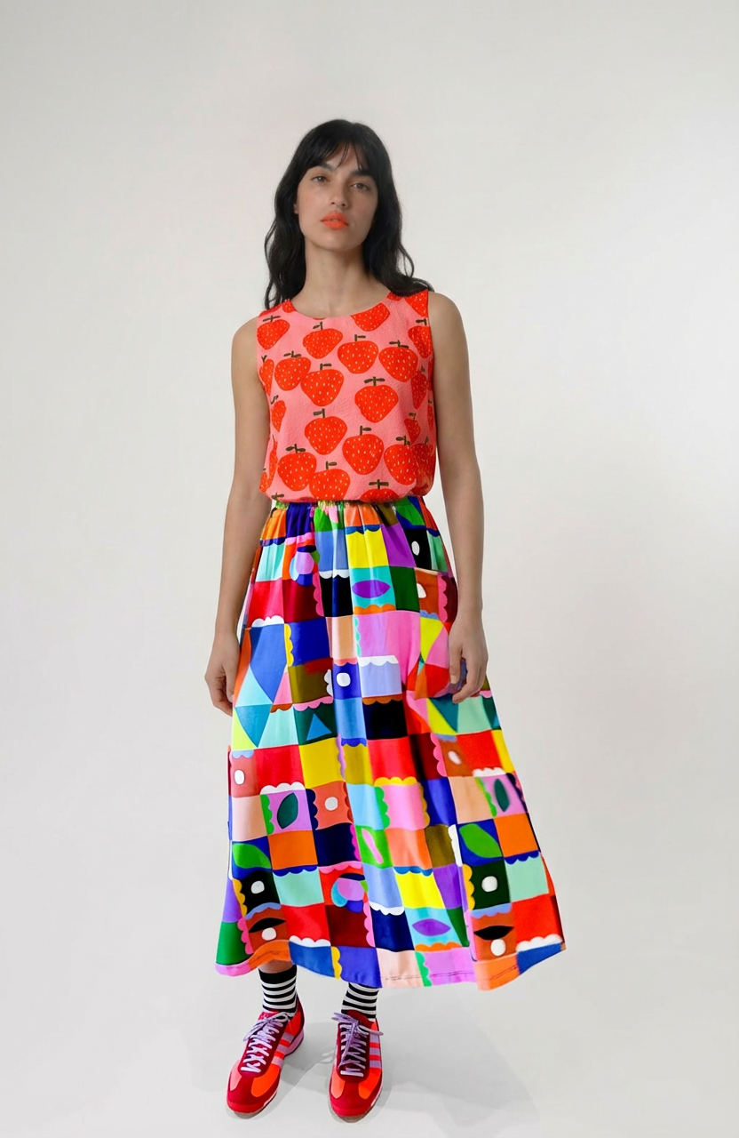 The Artist Colour Palette jersey skirt/sample  Smaller fit so size up.