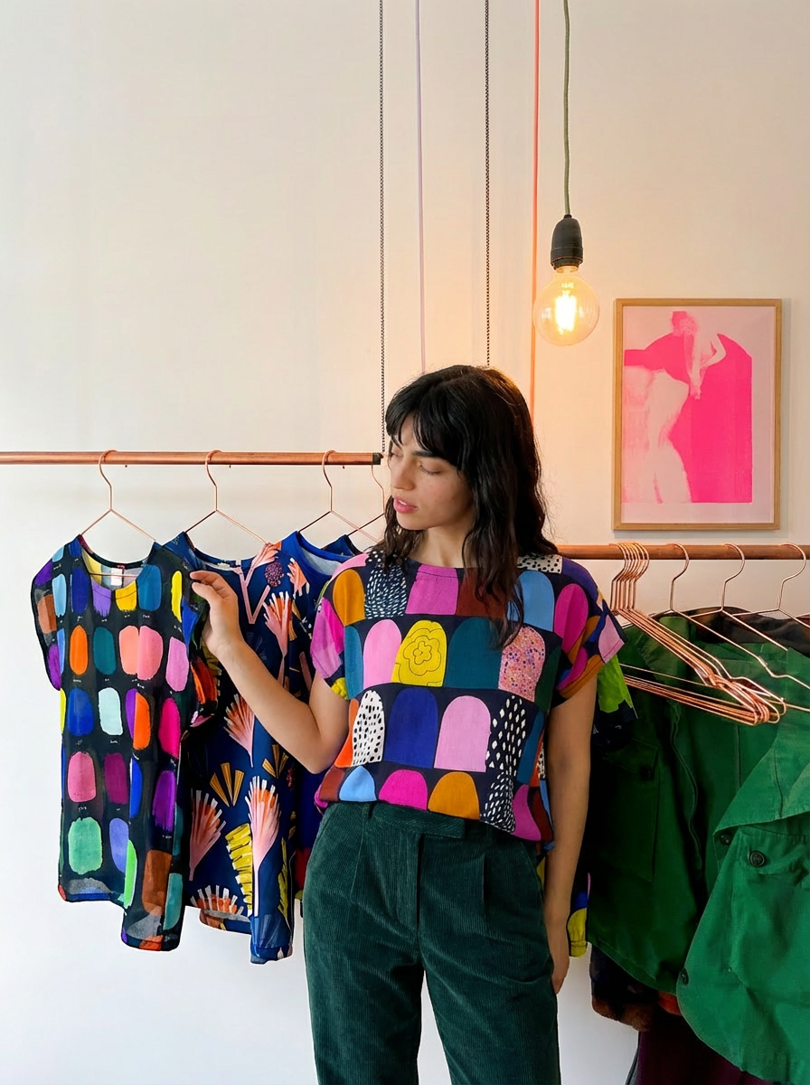 Colour Bomb viscose crepe top